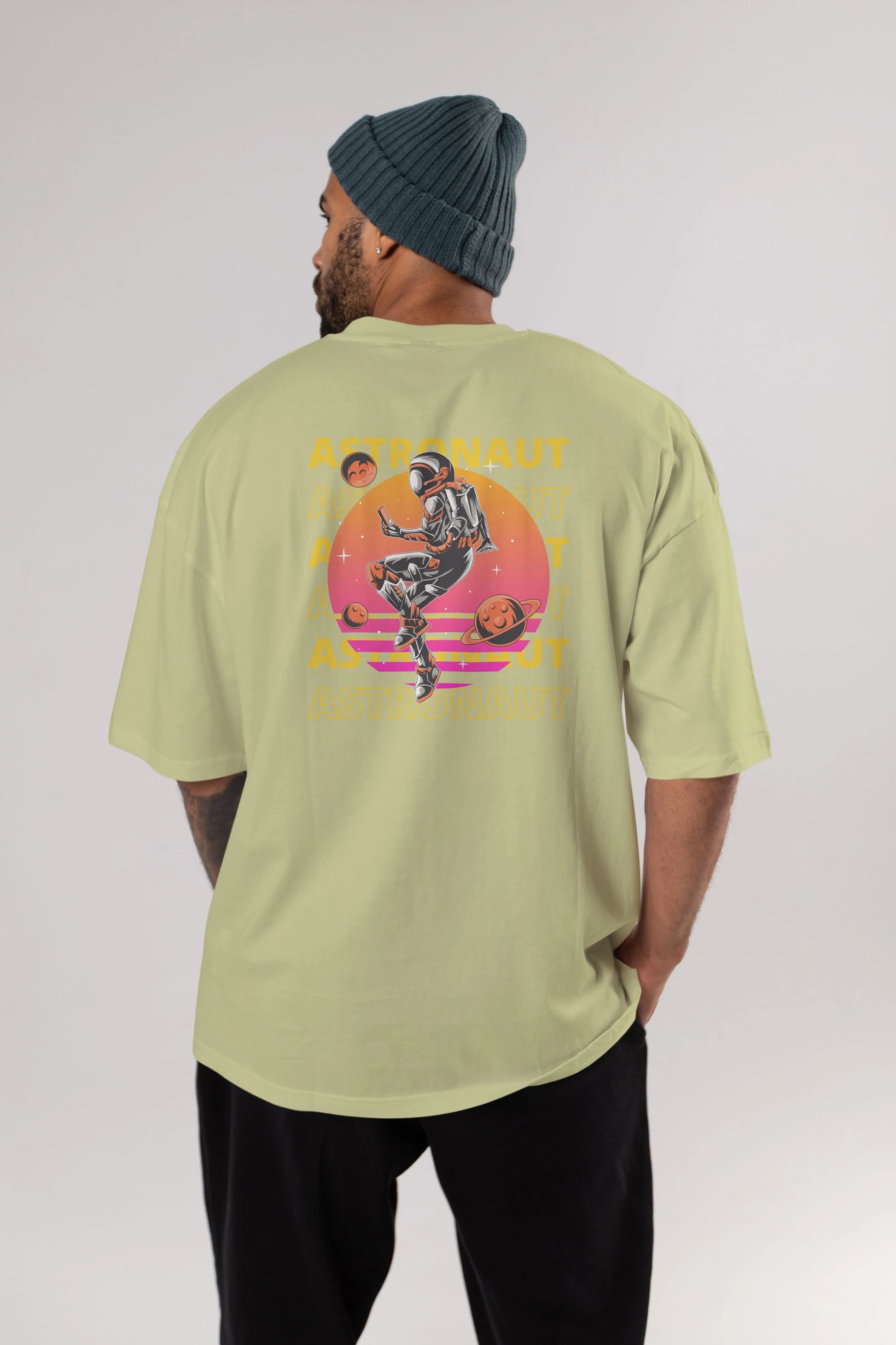 Astronaut Streetwear 2 Arka Baskılı Oversize t-shirt Erkek Kadın Unisex