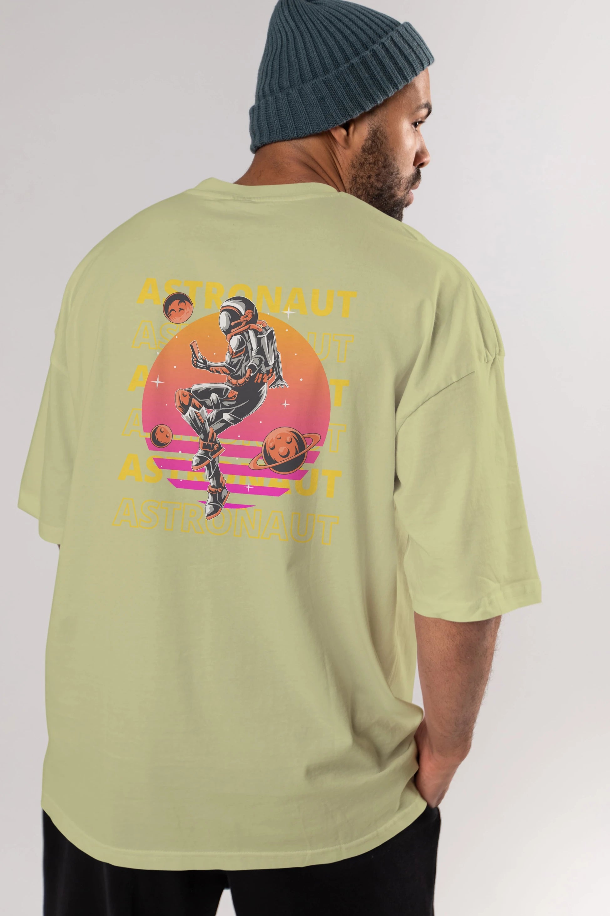 Astronaut Streetwear 2 Arka Baskılı Oversize t-shirt Erkek Kadın Unisex
