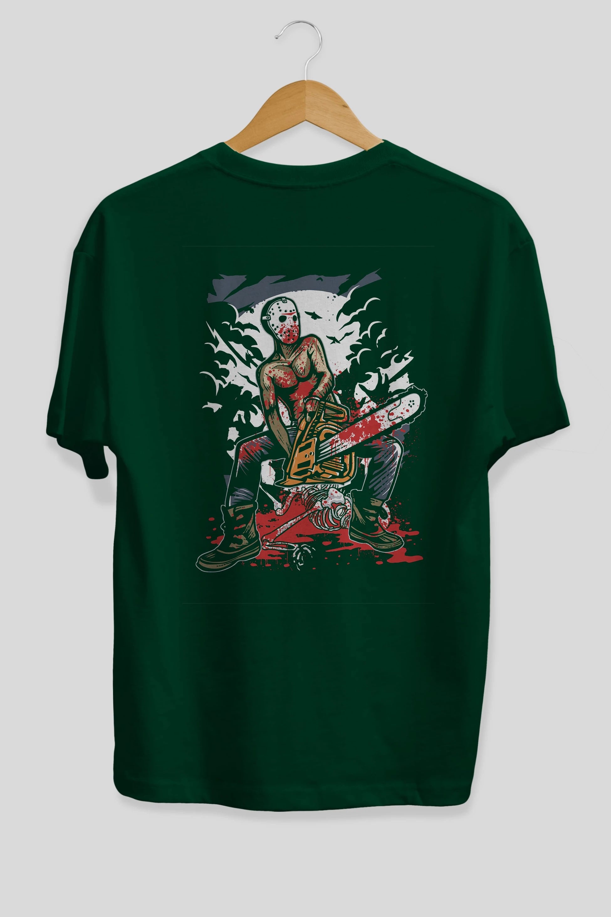 Chainsaw Killer Arka Baskılı Oversize t-shirt Erkek Kadın Unisex %100 Pamuk
