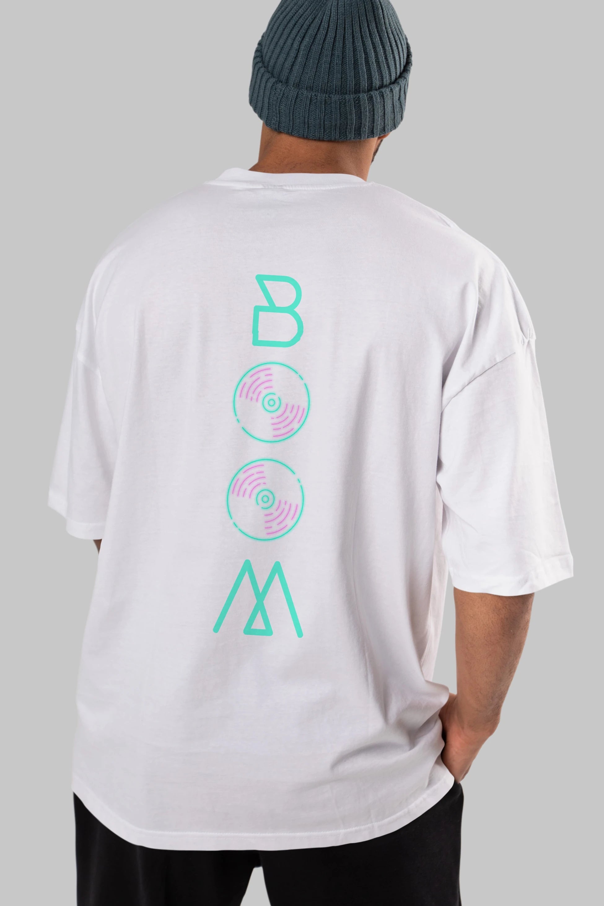 Boom Arka Baskılı Oversize t-shirt Erkek Kadın Unisex