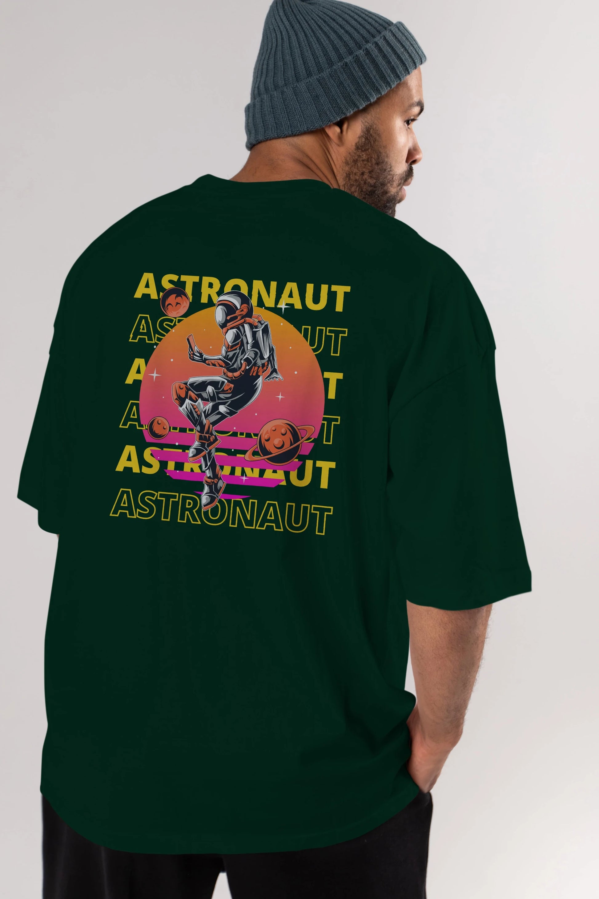 Astronaut Streetwear 2 Arka Baskılı Oversize t-shirt Erkek Kadın Unisex