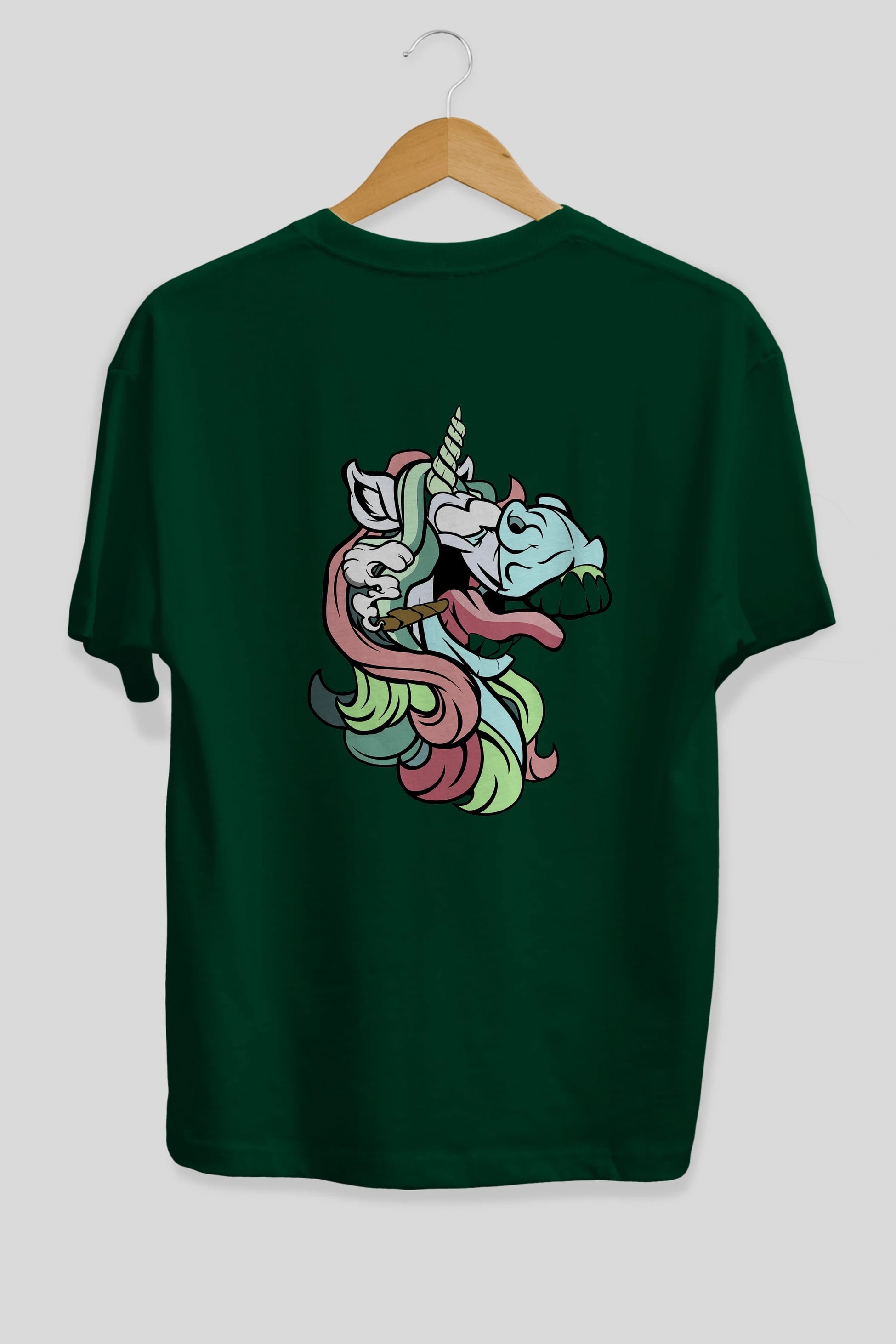 Crazy Unicorn Arka Baskılı Oversize t-shirt Erkek Kadın Unisex %100 Pamuk tişort