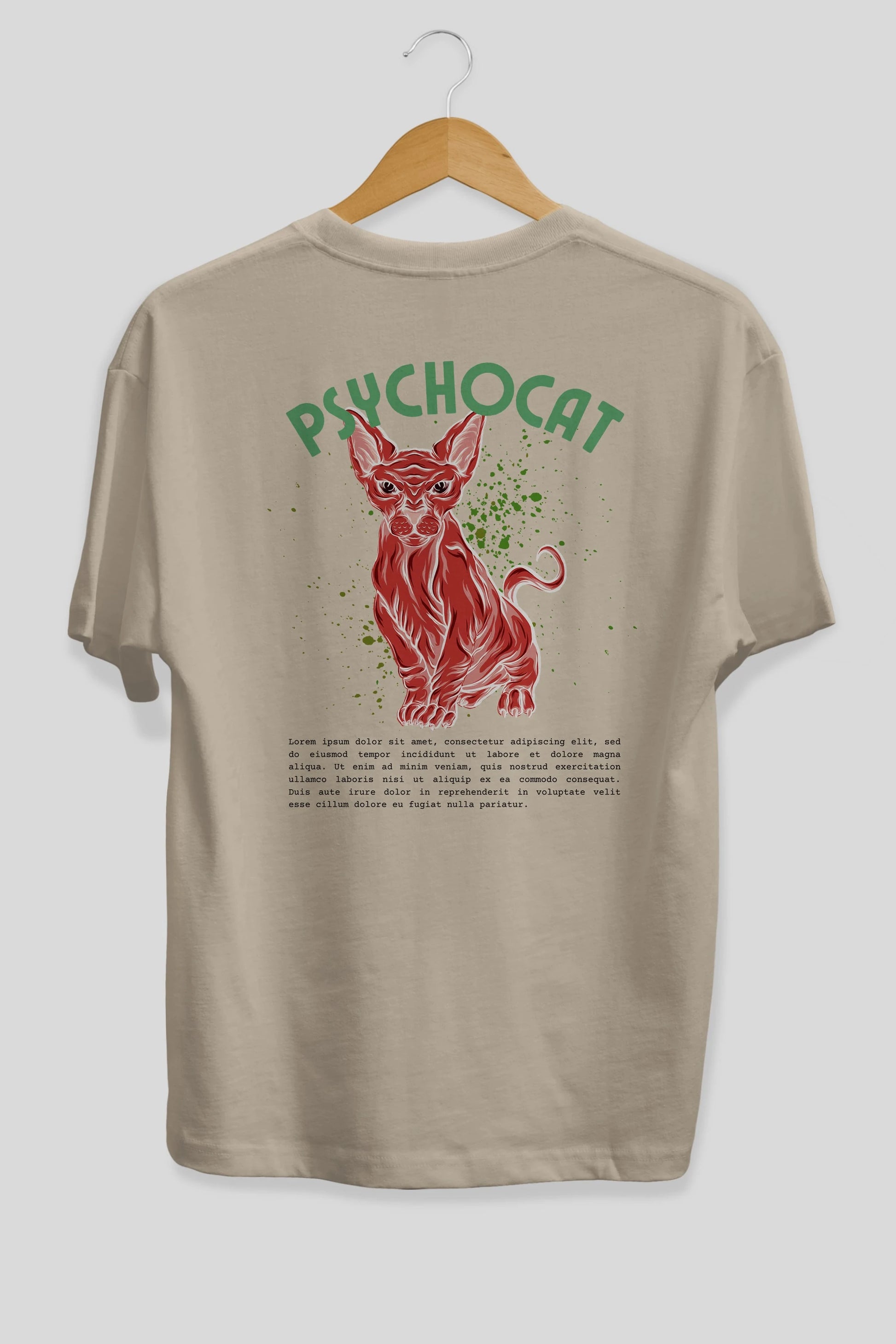 Psychocat Arka Baskılı Oversize t-shirt Erkek Kadın Unisex