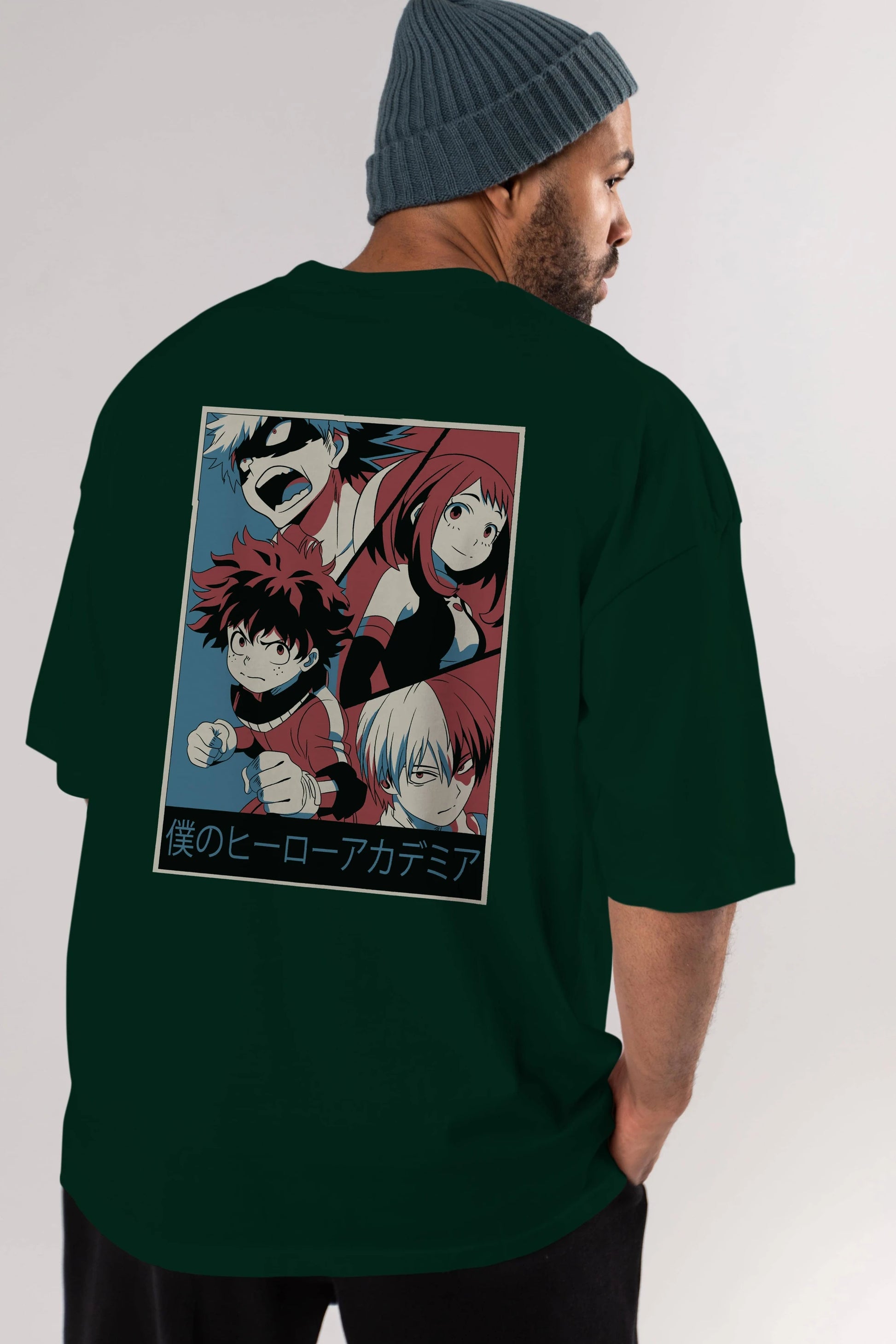 BokuNoHero Anime Arka Baskılı Oversize t-shirt Erkek Kadın Unisex