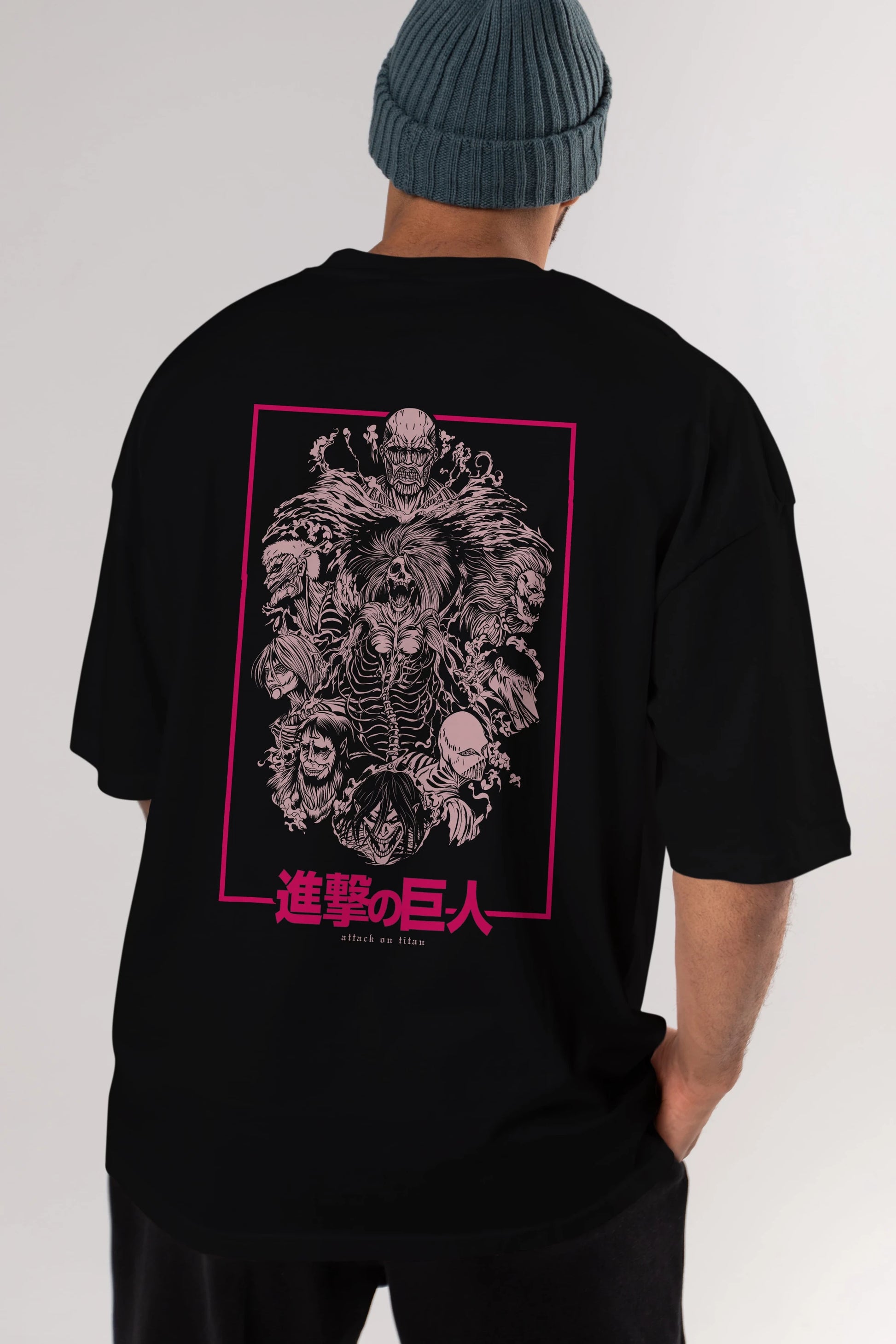 ATTACK ON TITANS Anime Arka Baskılı Oversize t-shirt Erkek Kadın Unisex