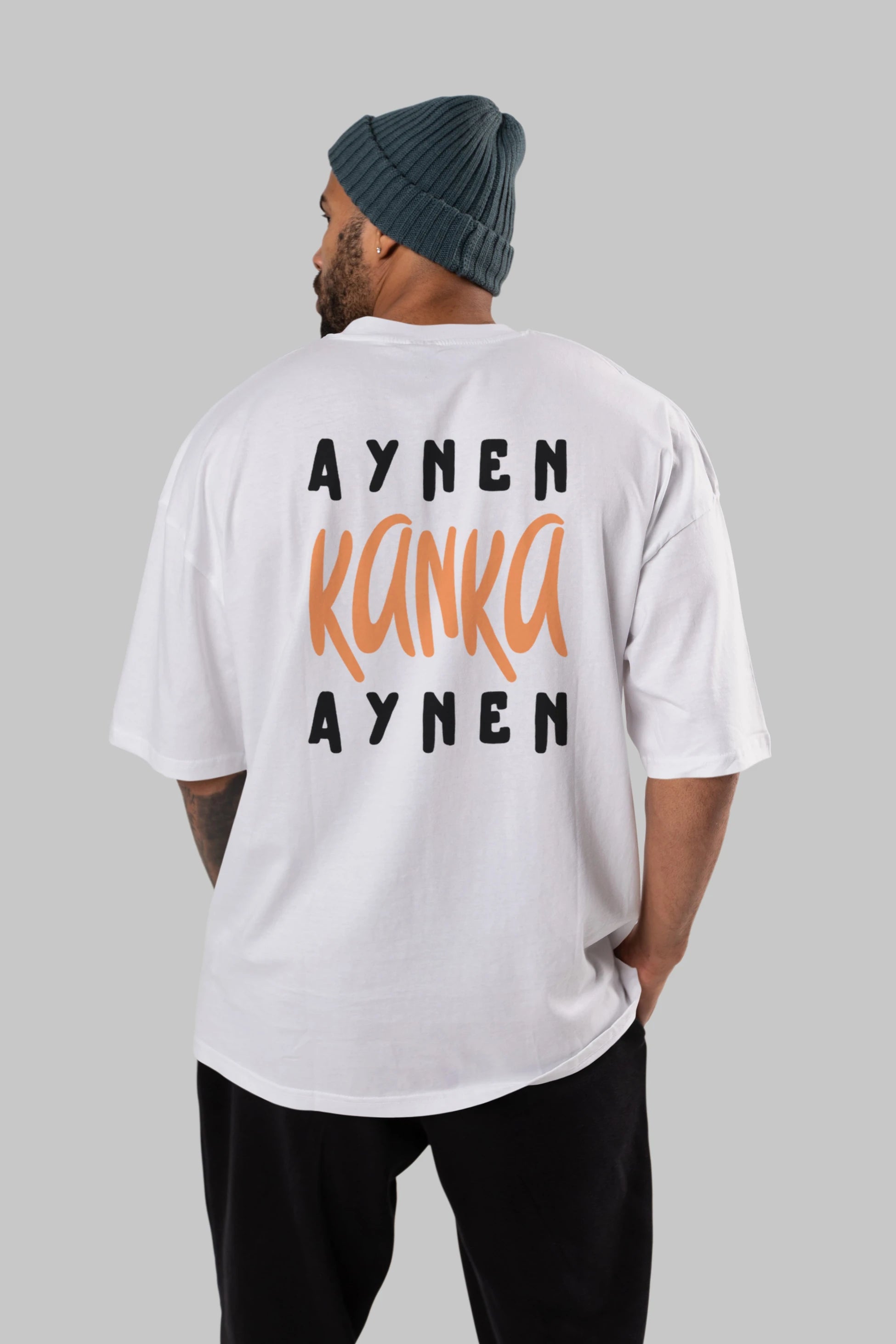 Aynen Kanka Aynen Yazılı Arka Baskılı Oversize t-shirt Erkek Kadın Unisex