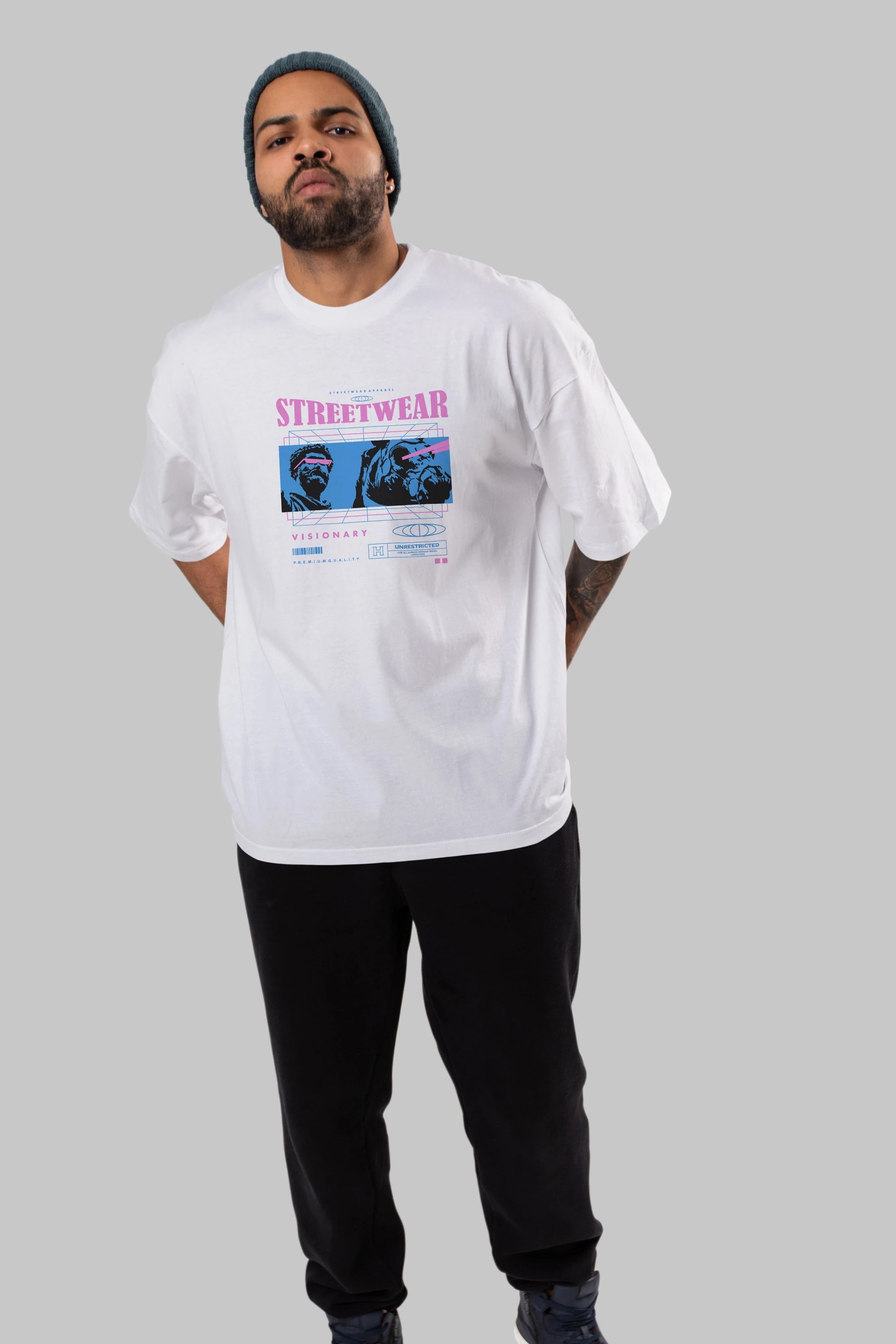 Streetwear Visionary Ön Baskılı Oversize t-shirt Erkek Kadın Unisex