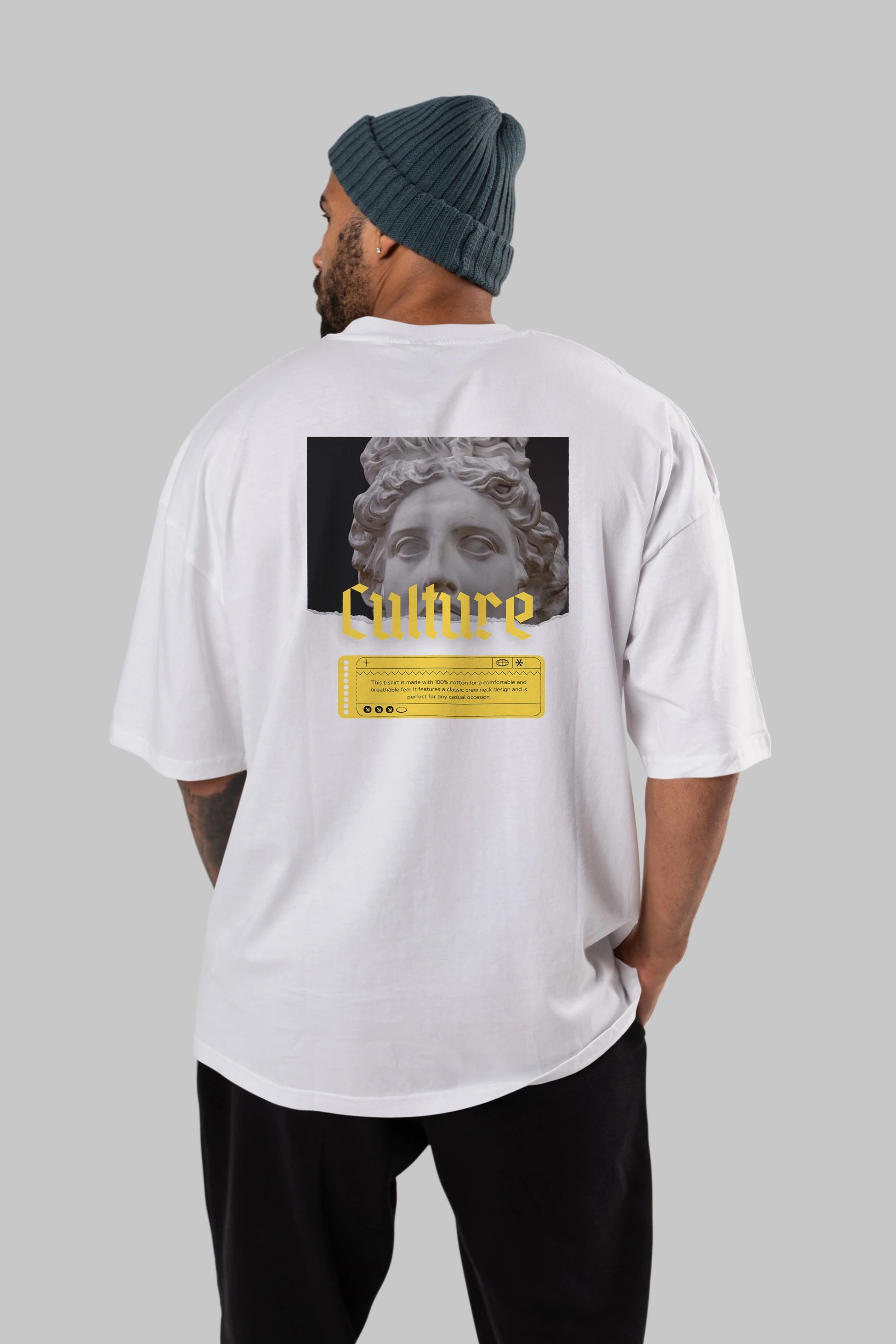 Culture Yazılı Arka Baskılı Oversize t-shirt Erkek Kadın Unisex