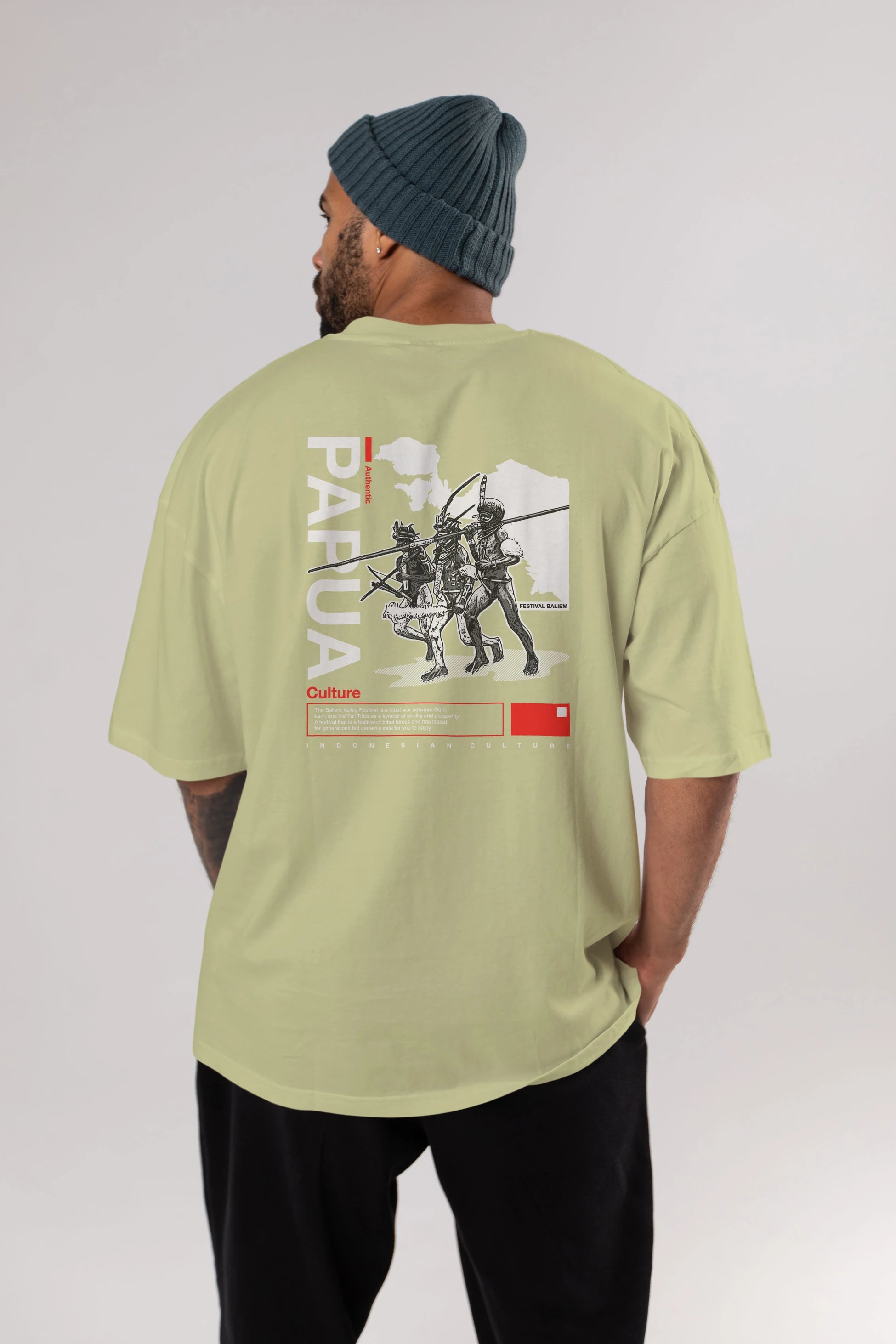 Papua Culture Arka Baskılı Oversize t-shirt Erkek Kadın Unisex