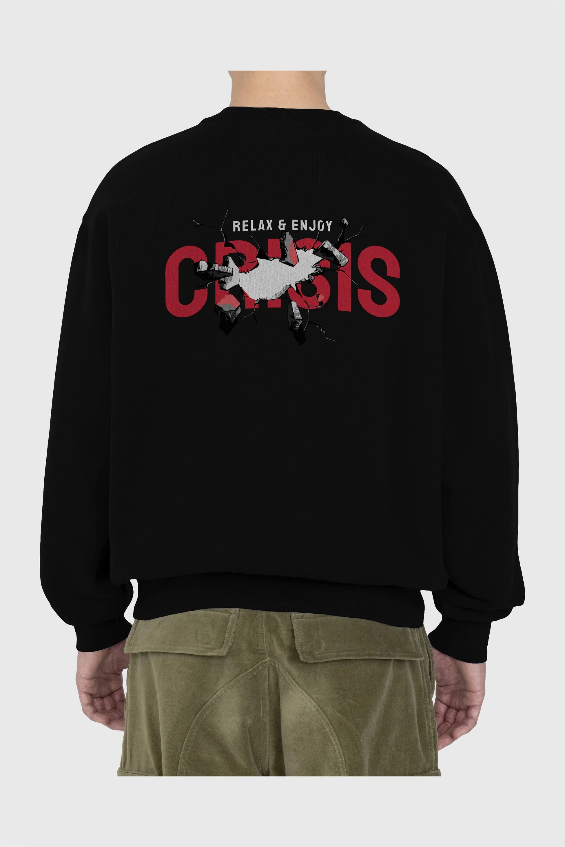 Relax and Enjoy Arka Baskılı Oversize Sweatshirt Erkek Kadın Unisex
