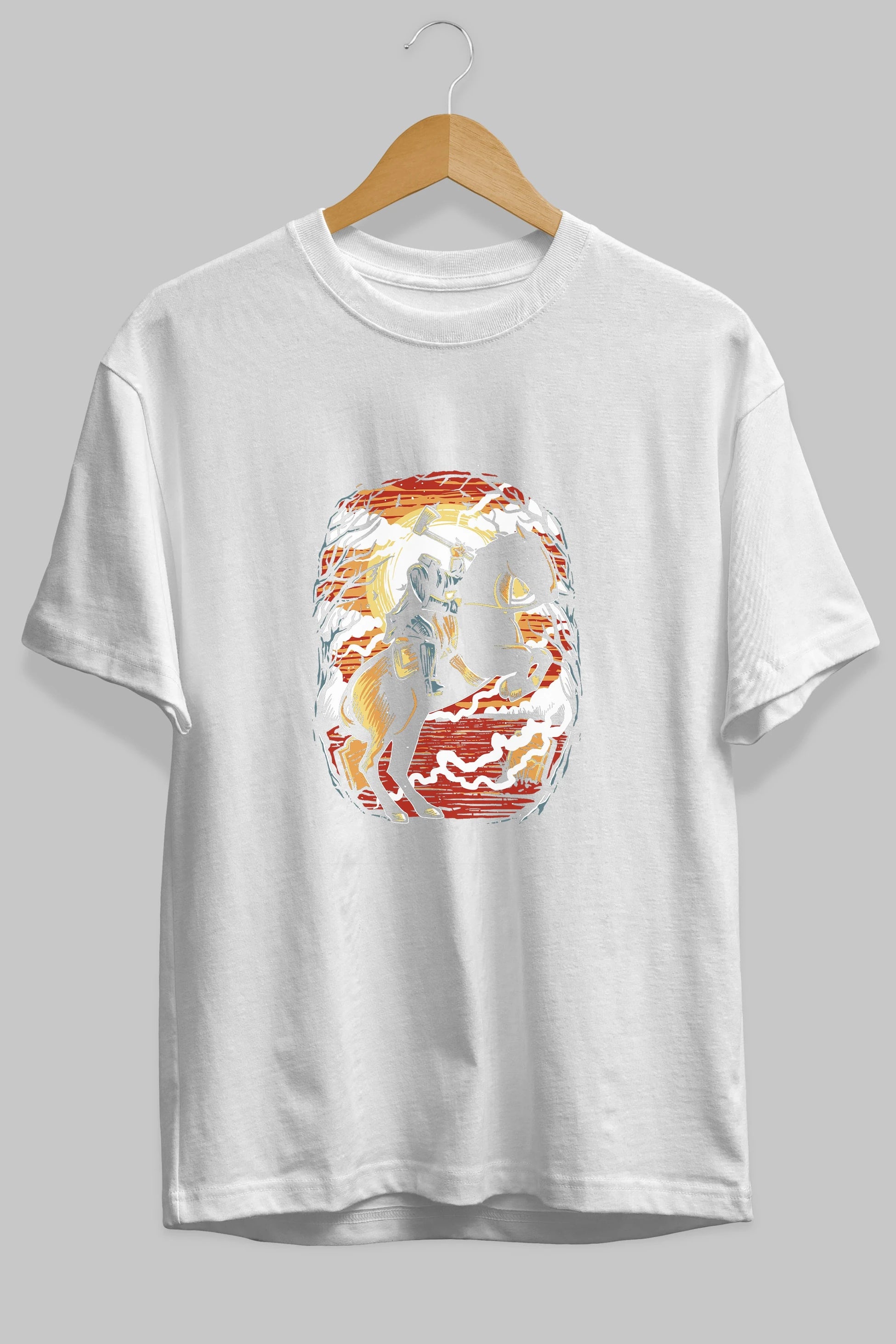 Headless Horseman Ön Baskılı Oversize t-shirt Erkek Kadın Unisex %100 Pamuk tişort