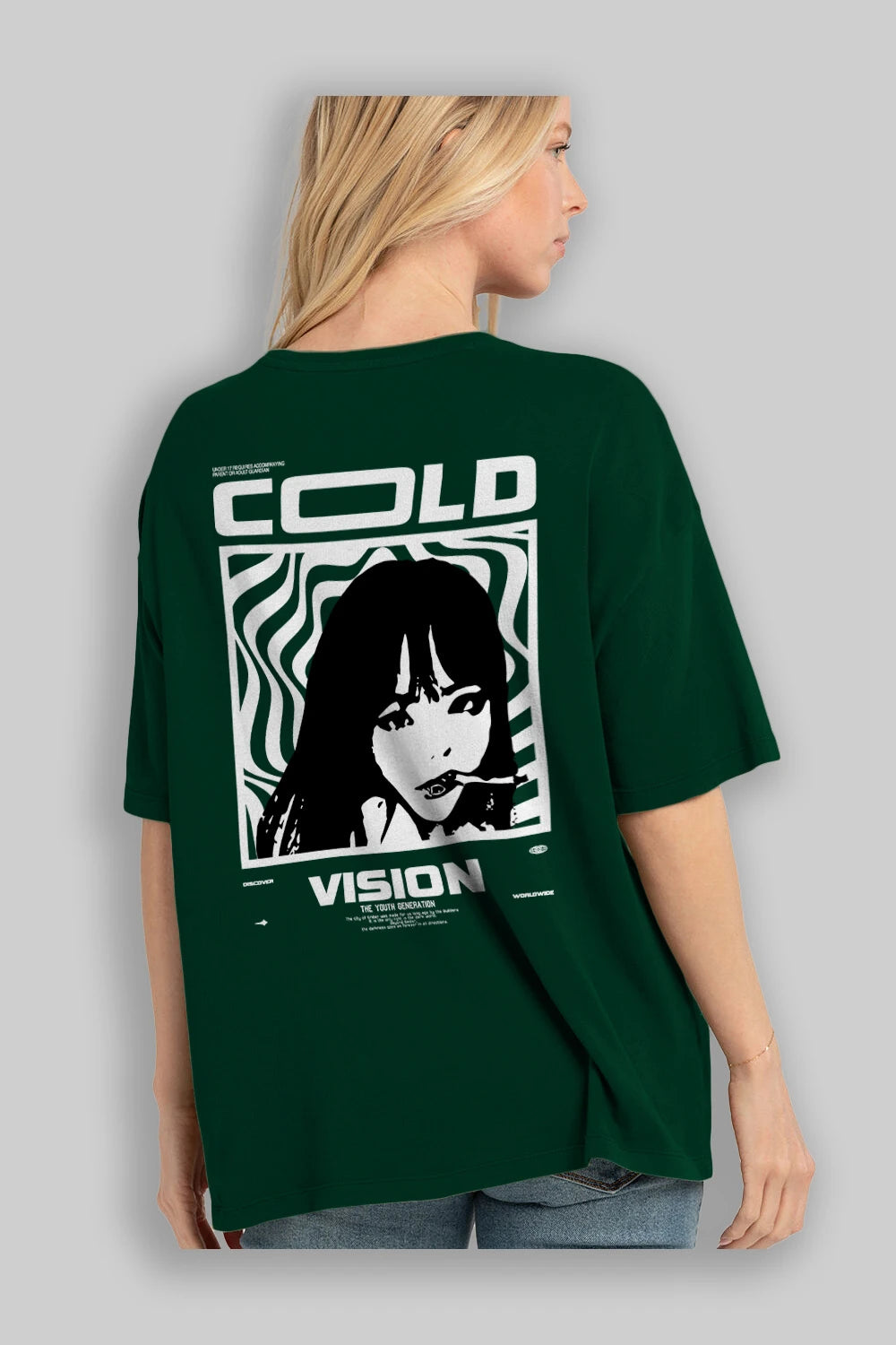 Cold Vision Arka Baskılı Oversize t-shirt Erkek Kadın Unisex