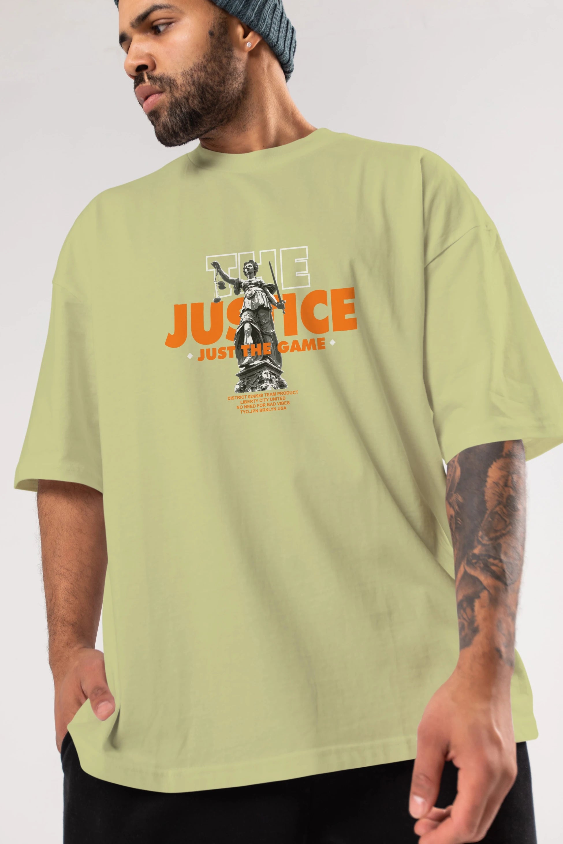 The Justice Ön Baskılı Oversize t-shirt Erkek Kadın Unisex