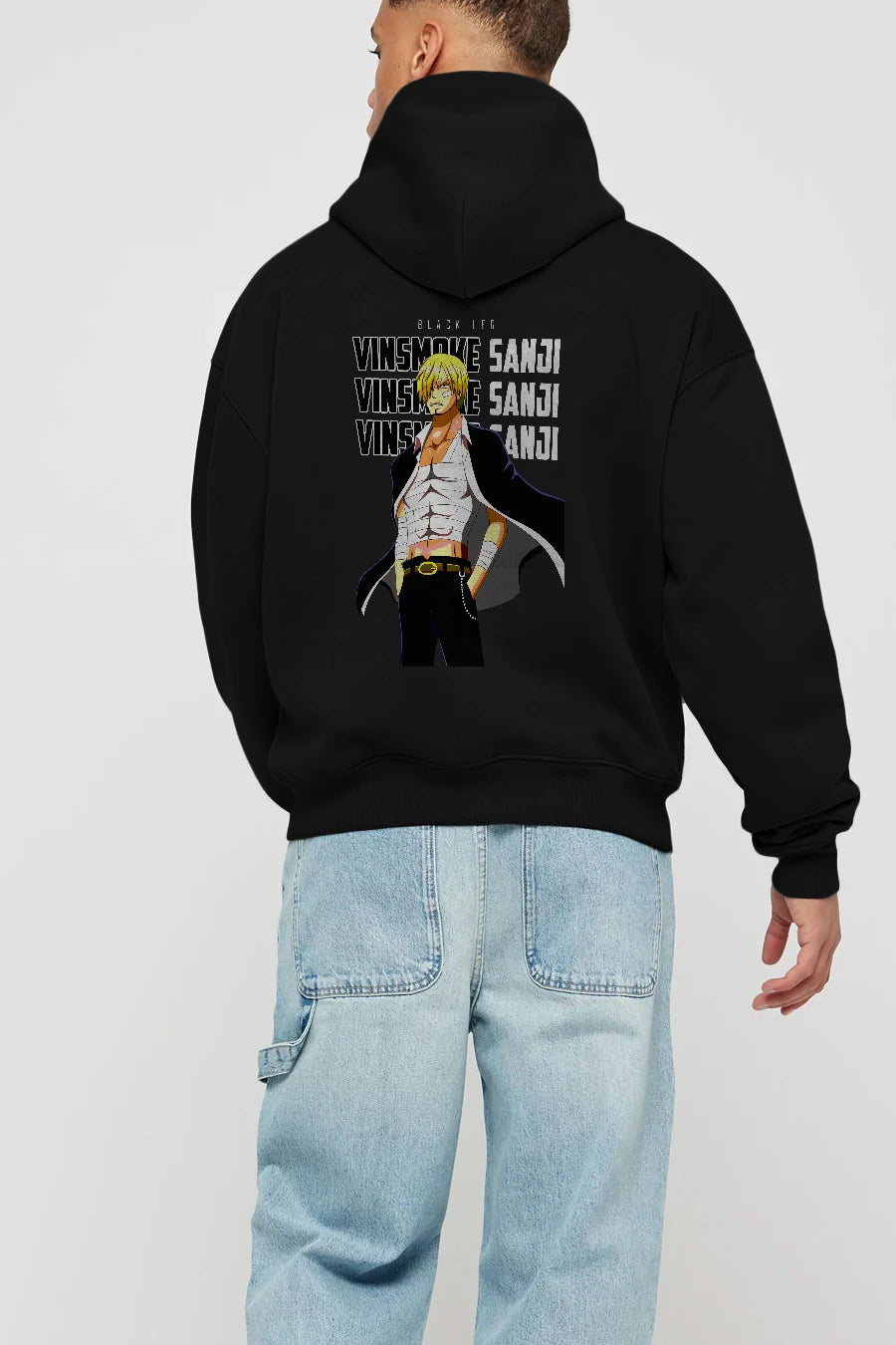 Sanji Anime Arka Baskılı Hoodie Oversize Kapüşonlu Sweatshirt Erkek Kadın Unisex