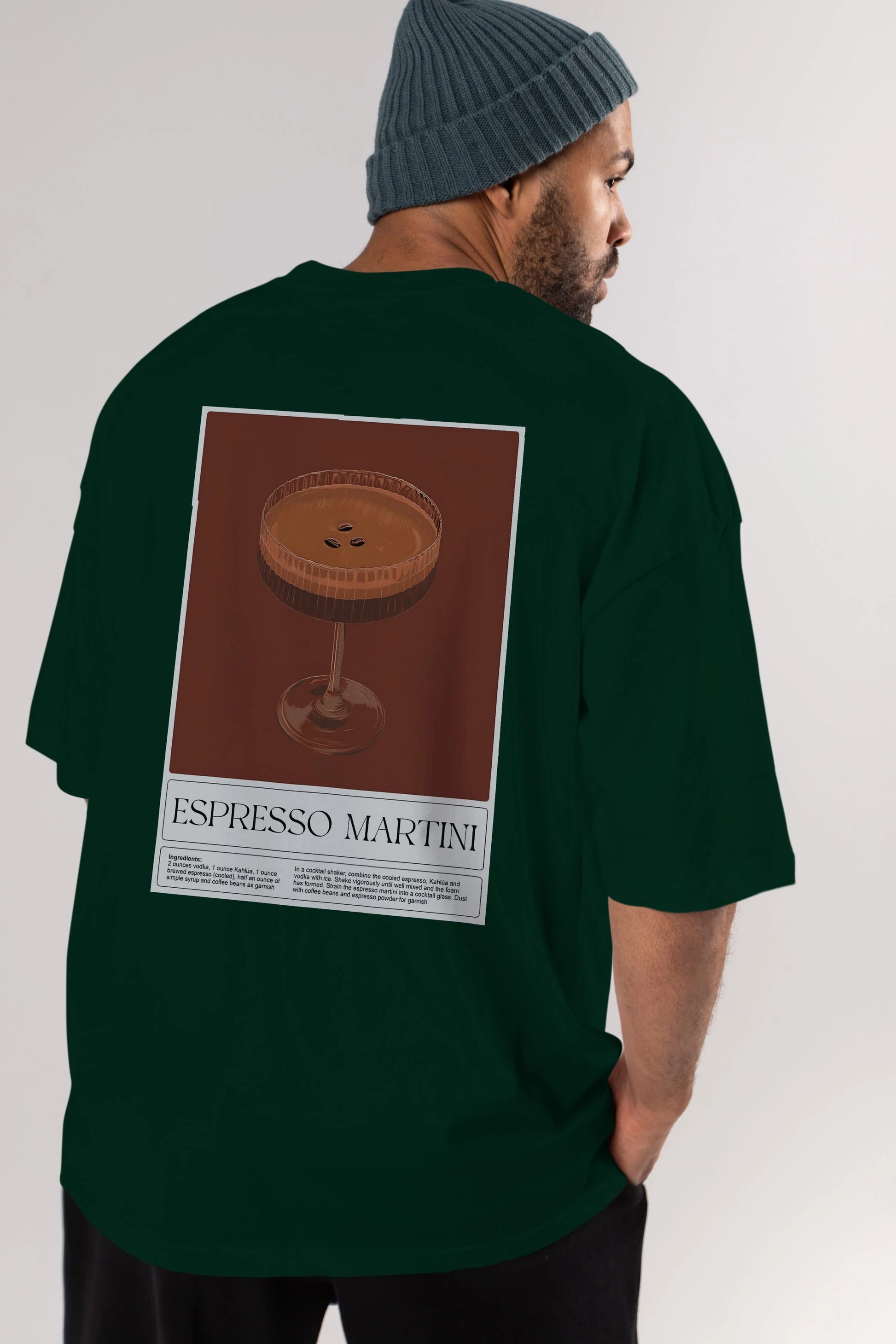 Espresso Martini Arka Baskılı Oversize t-shirt Erkek Kadın Unisex %100 Pamuk Bisiklet Yaka tişort