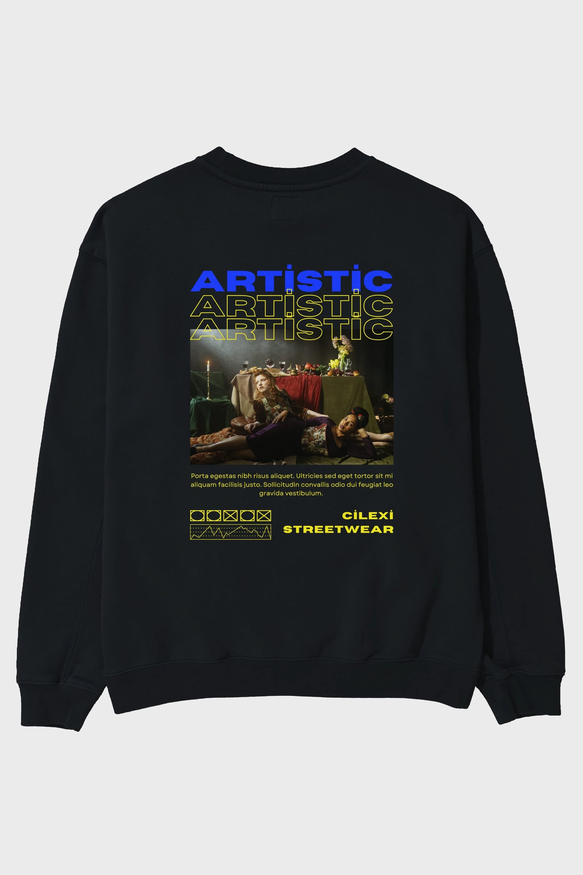 Artistic Yazılı Streetwear Arka Baskılı Oversize Sweatshirt Erkek Kadın Unisex