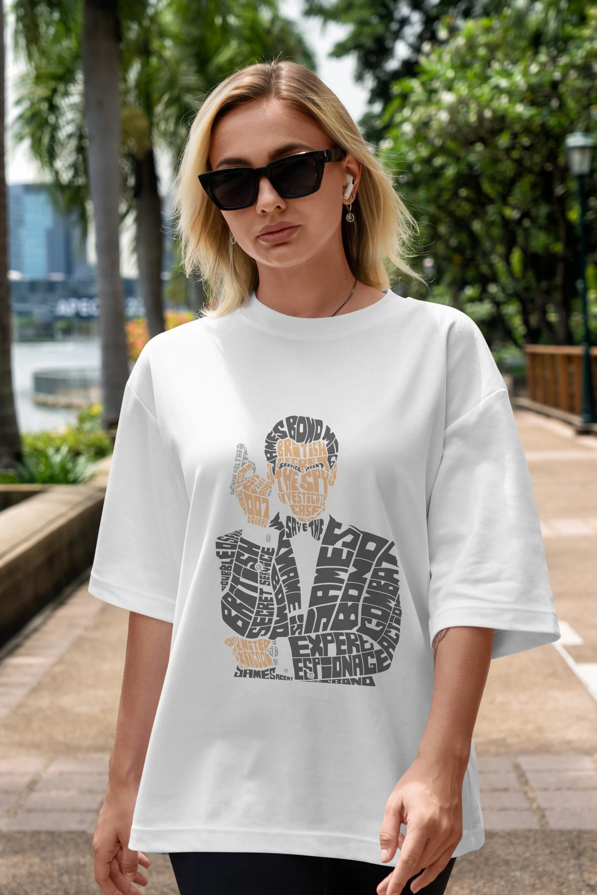 James Bond Ön Baskılı Oversize t-shirt %100 pamuk Erkek Kadın Unisex