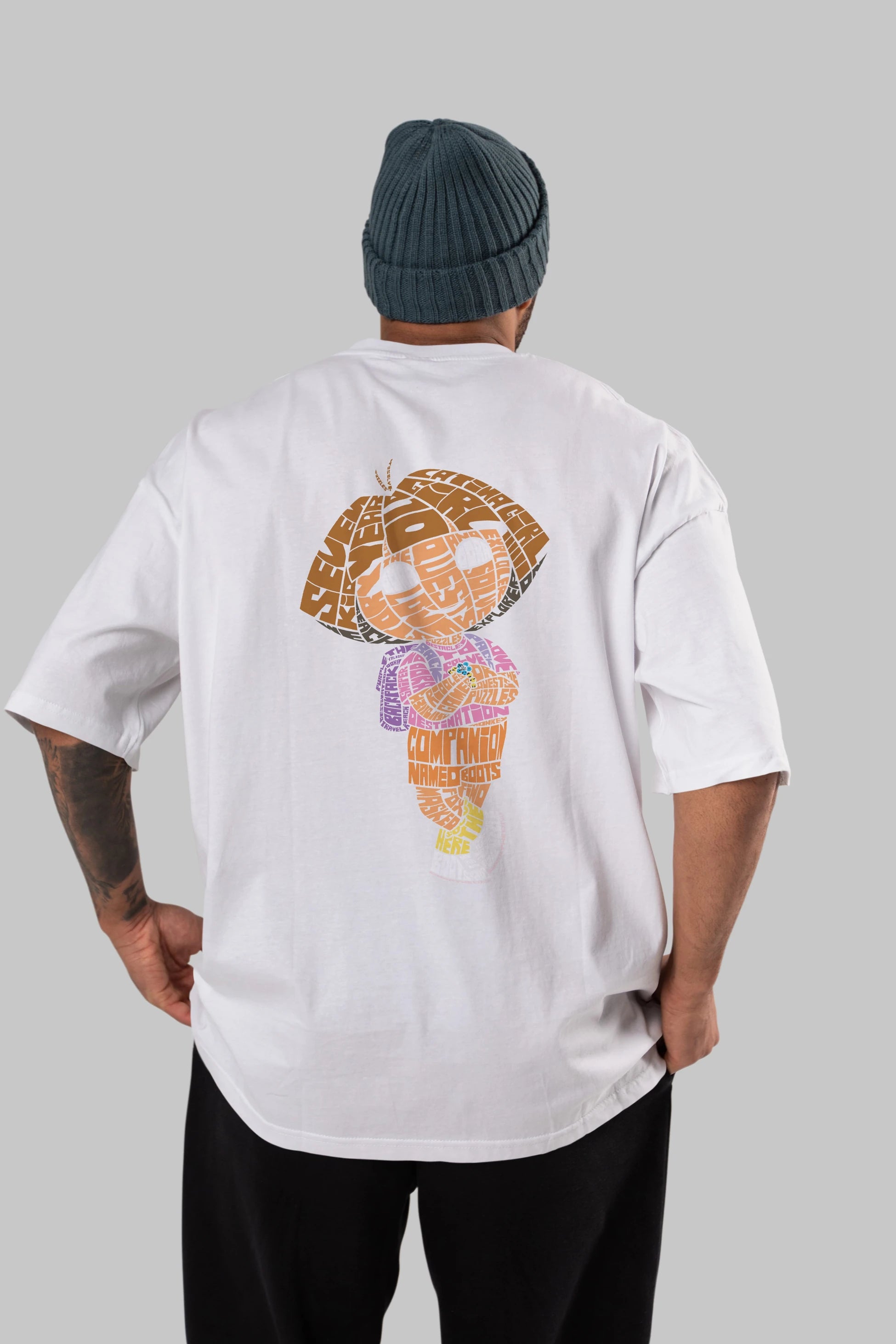 Dora Arka Baskılı Oversize t-shirt %100 pamuk Erkek Kadın Unisex