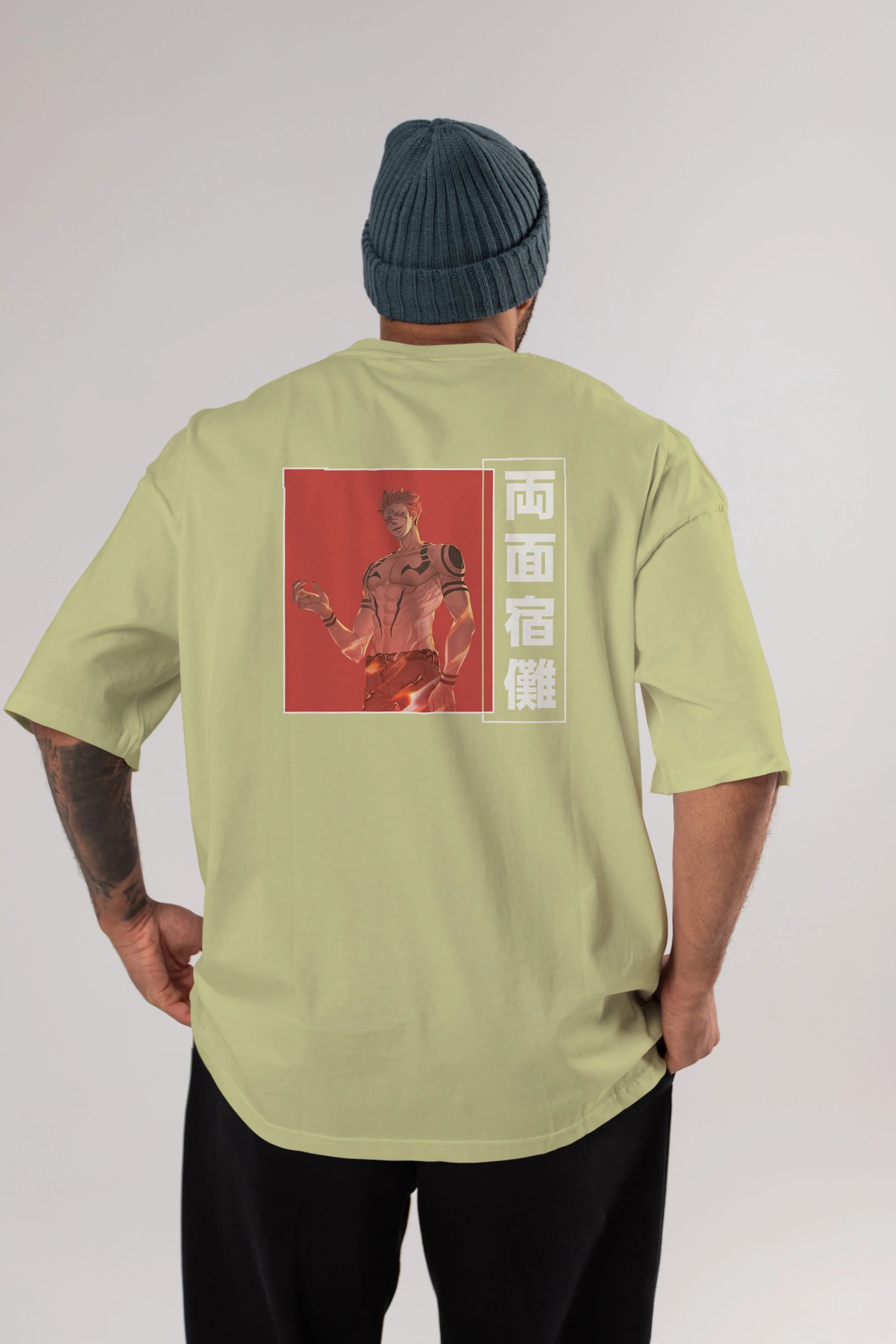 Sukuna Ryoumen 3 Anime Arka Baskılı Oversize t-shirt Erkek Kadın Unisex