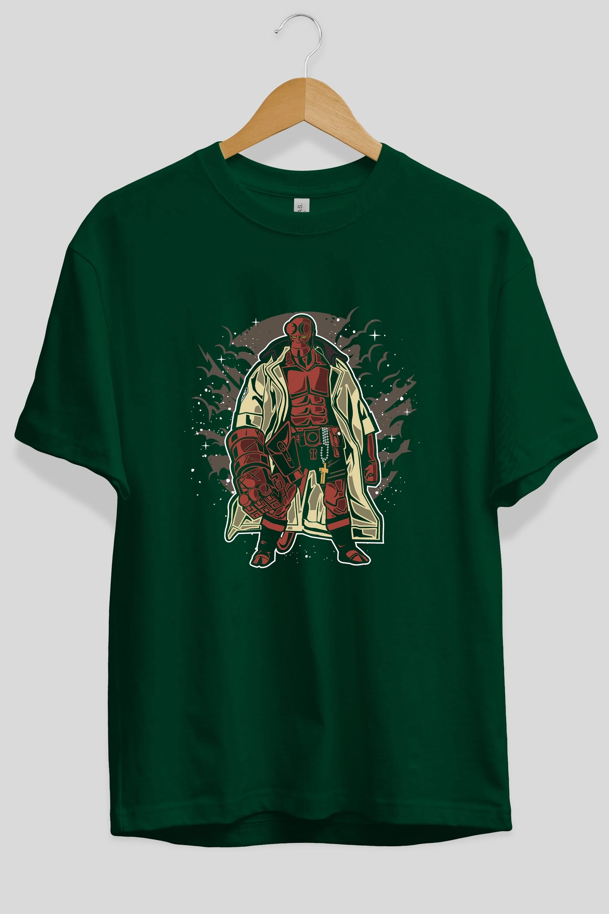 Hellboy Ön Baskılı Oversize t-shirt Erkek Kadın Unisex %100 Pamuk tişort
