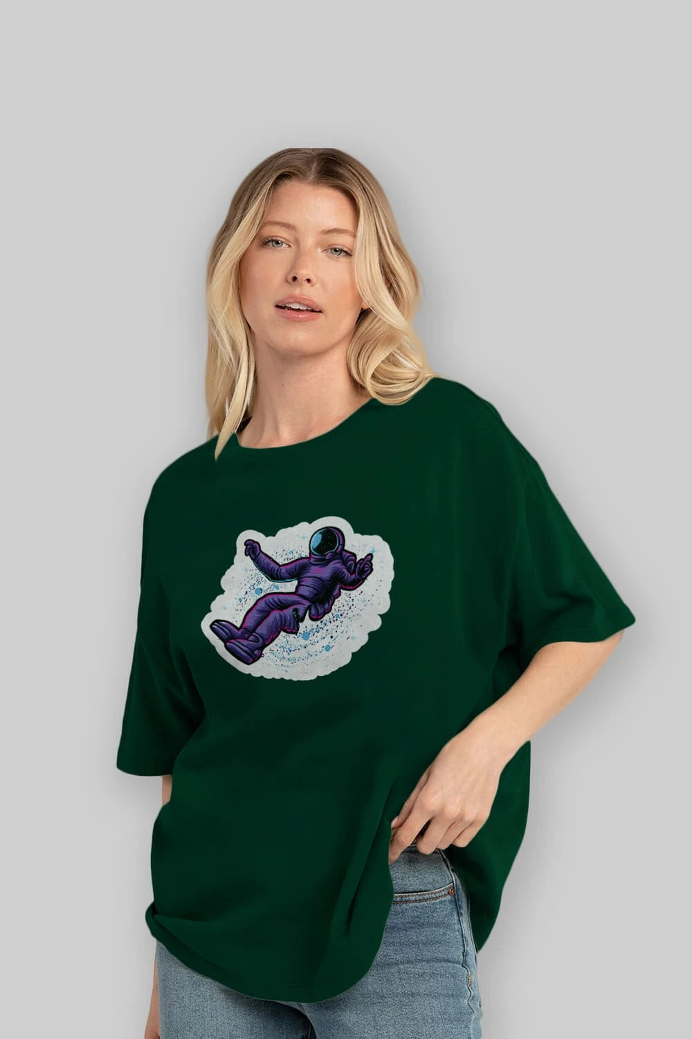 Having fun in outer space sticker Ön Baskılı Oversize t-shirt Erkek Kadın Unisex