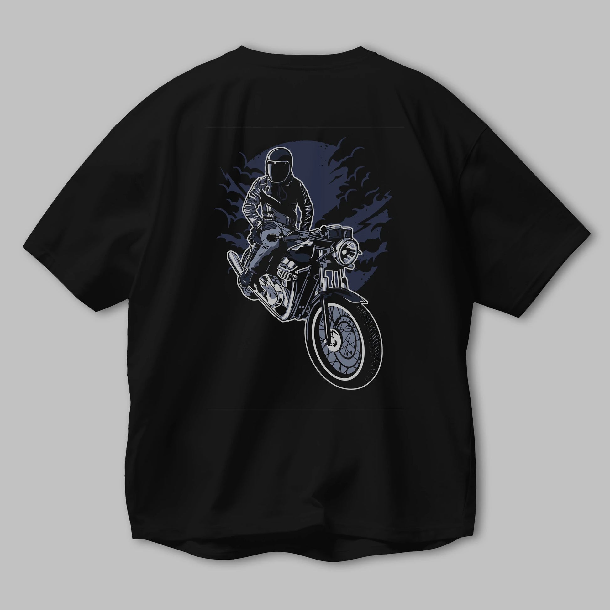 Night Rider Arka Baskılı Oversize t-shirt Erkek Kadın Unisex %100 Pamuk