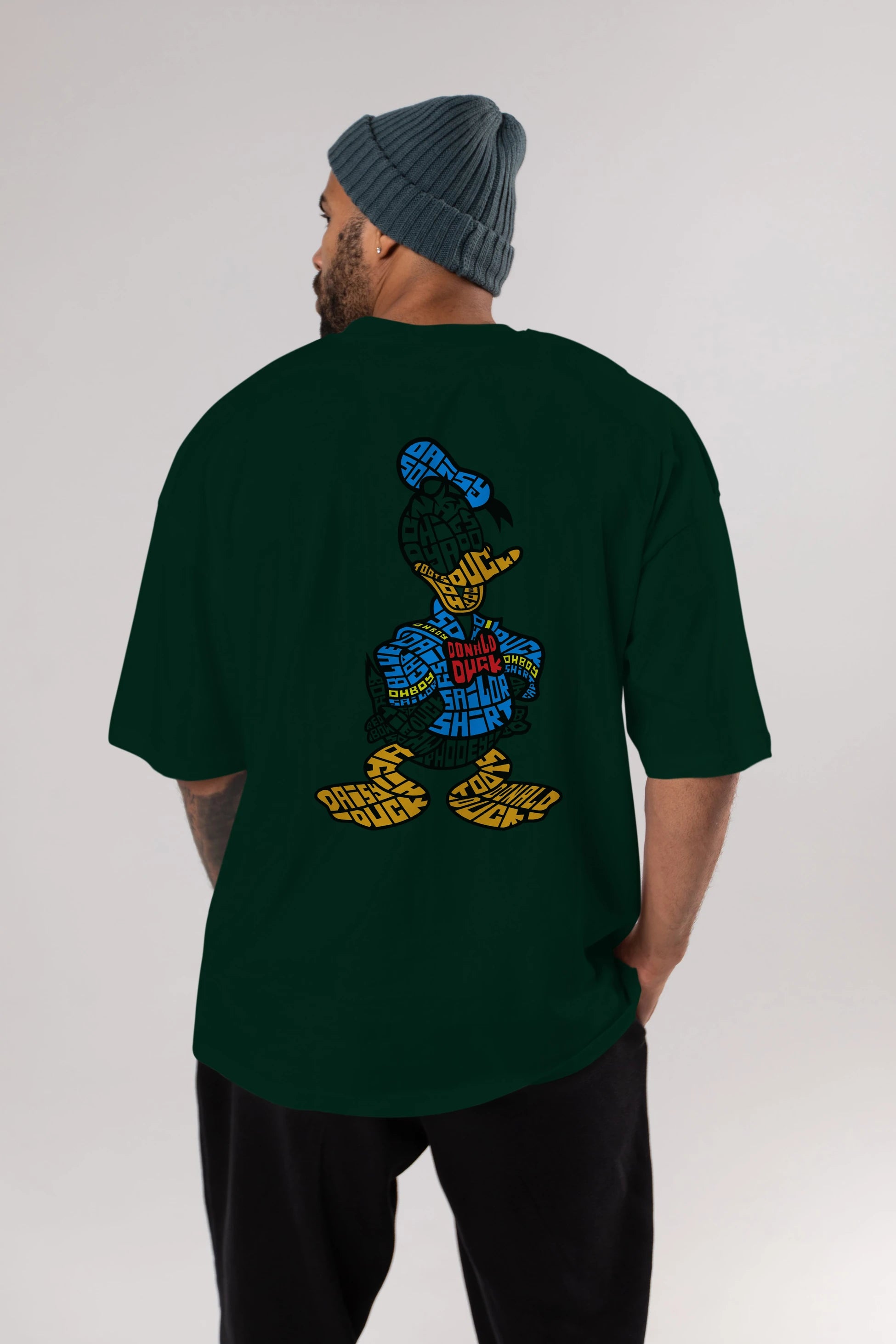 Donald Arka Baskılı Oversize t-shirt %100 pamuk Erkek Kadın Unisex