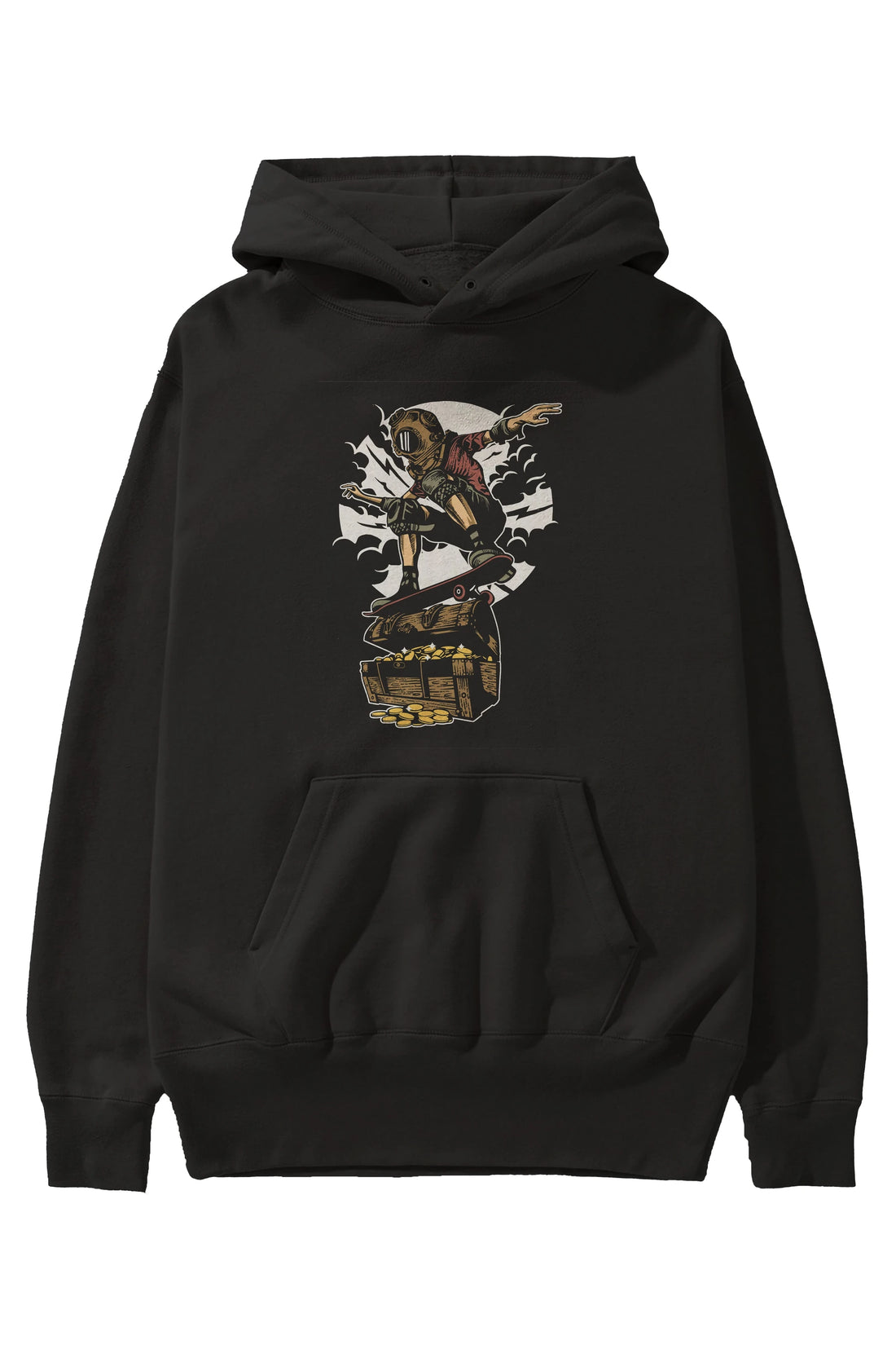 Diver Skater Treasure Ön Baskılı Hoodie Oversize Kapüşonlu Sweatshirt Erkek Kadın Unisex