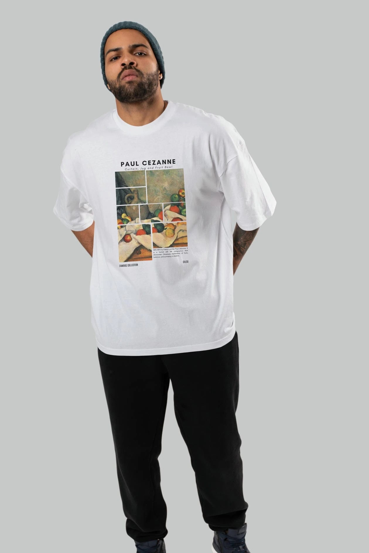 Paul Cezanne Curtain ön Baskılı Oversize t-shirt Erkek Kadın Bisiklet Yaka Pamuk tişort