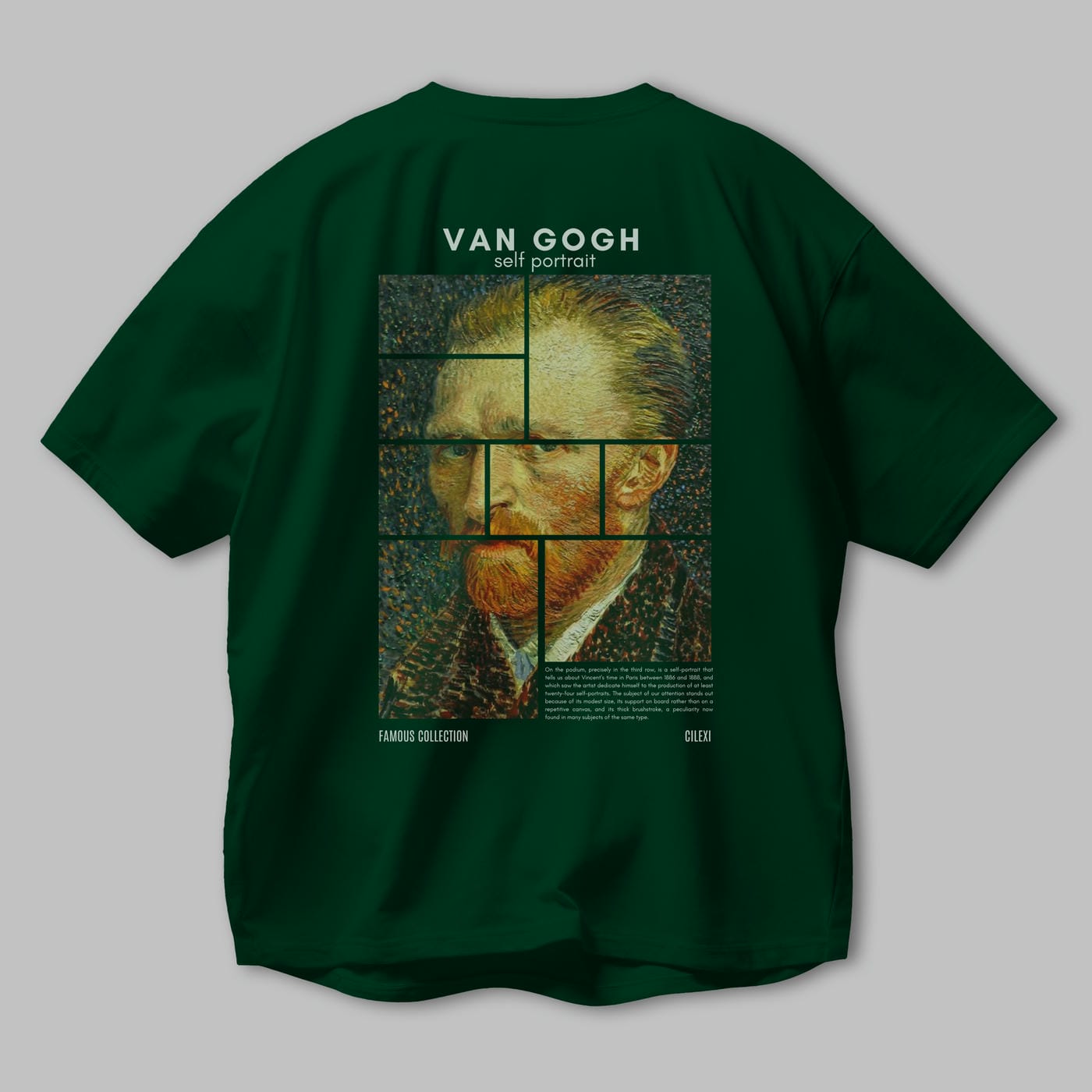 Van Gogh Self Portrait Arka Baskılı Oversize t-shirt Erkek Kadın Bisiklet Yaka Pamuk tişort