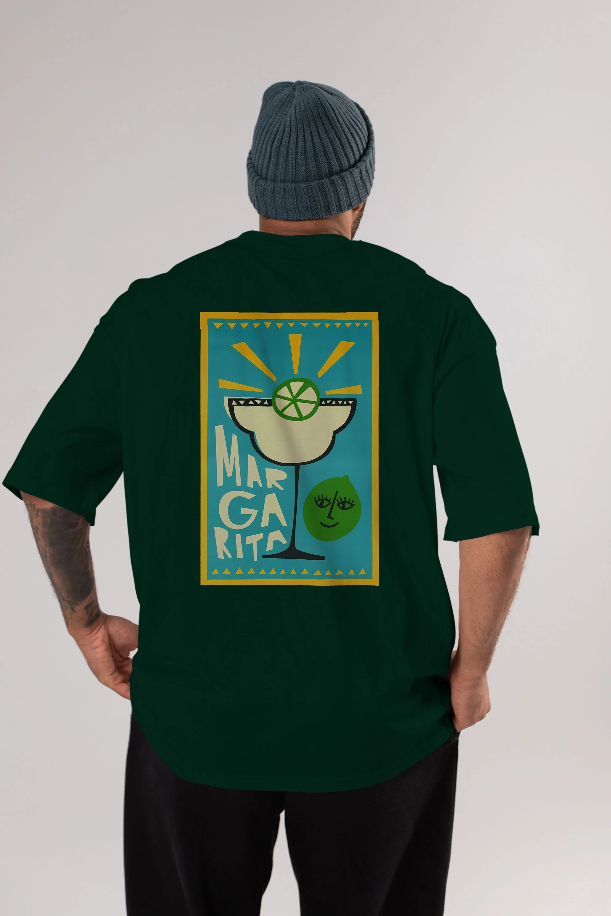 Margarita 4 Arka Baskılı Oversize t-shirt Erkek Kadın Unisex %100 Pamuk Bisiklet Yaka tişort