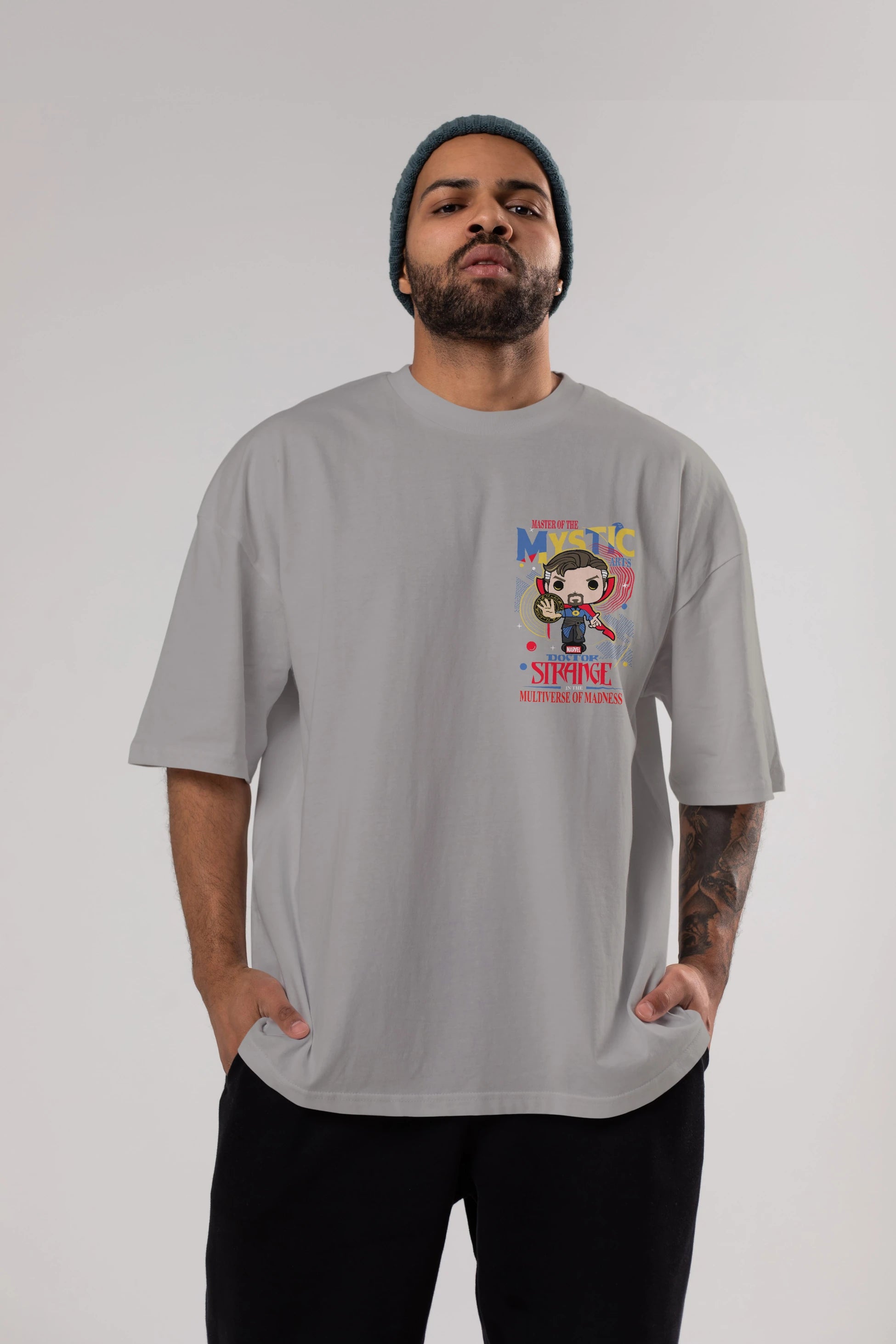 Doctor Strange Ön Sol Baskılı Oversize t-shirt Erkek Kadın Unisex %100 Pamuk Bisiklet Yaka tişort