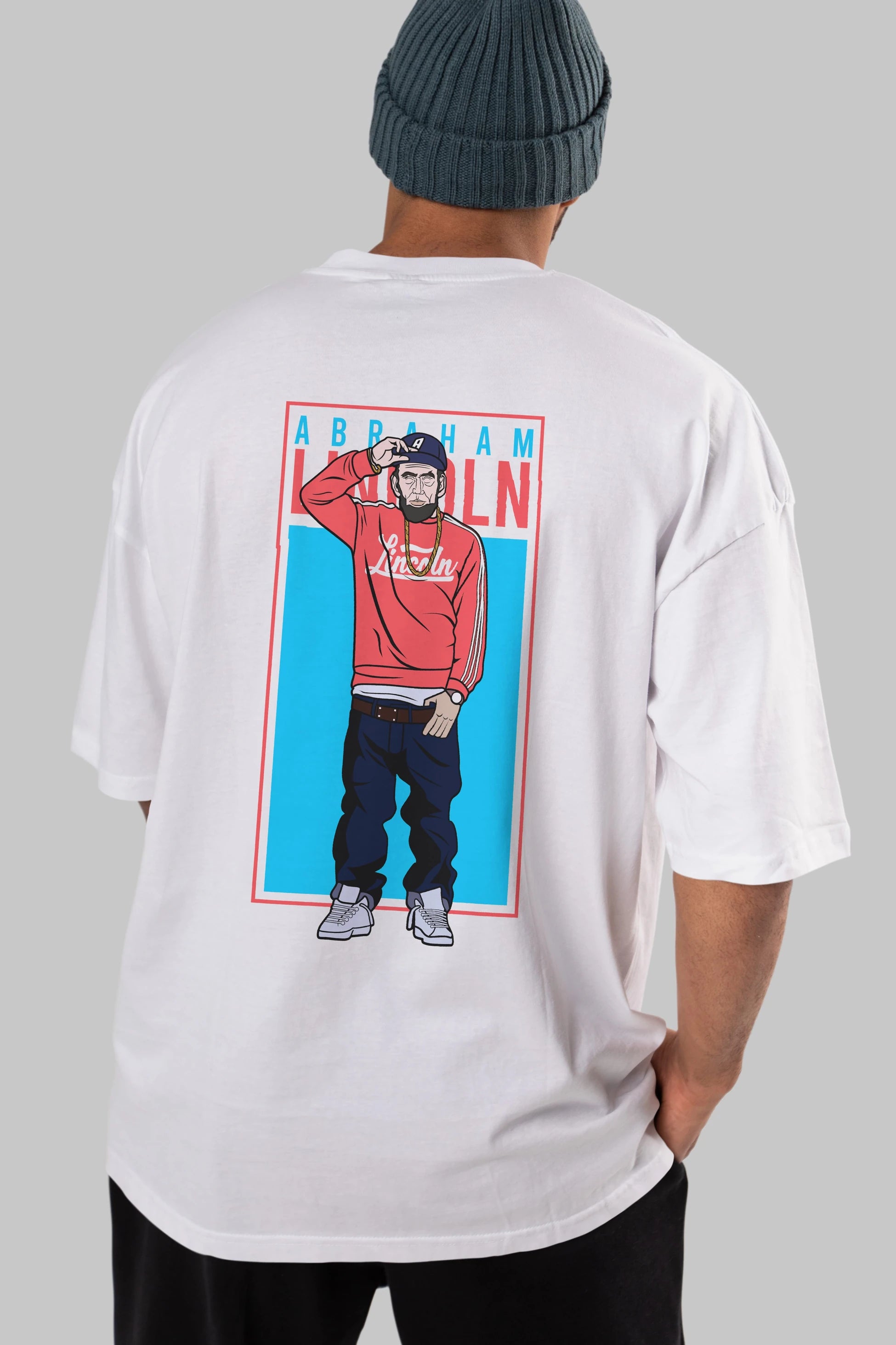 Abraham Lincoln Arka Baskılı Oversize t-shirt Erkek Kadın Unisex %100 Pamuk tişort