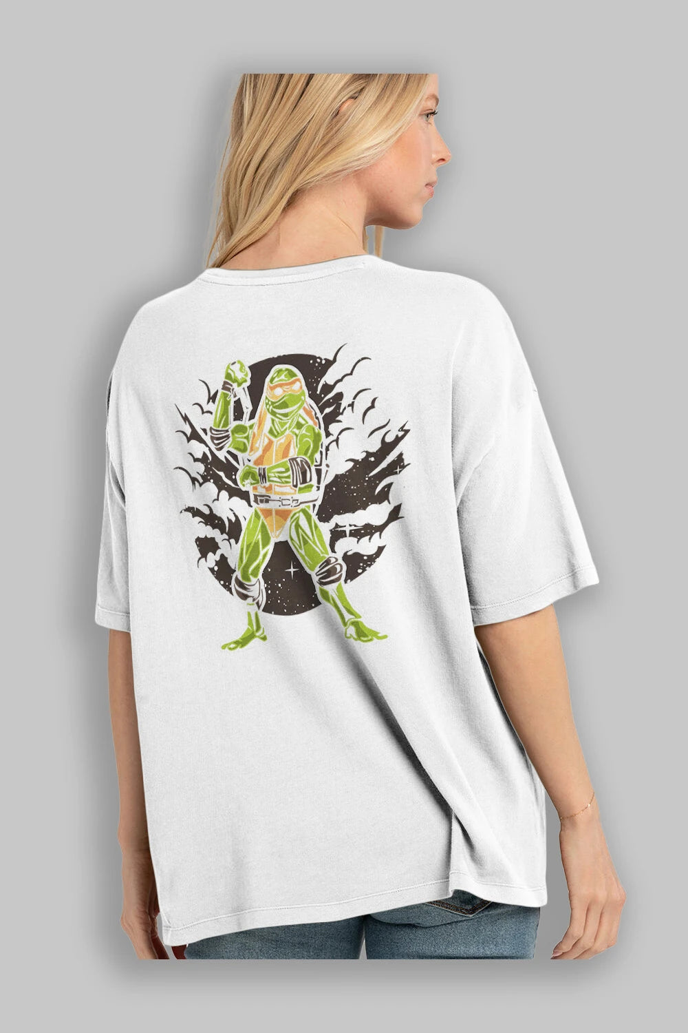 TURTLES Arka Baskılı Oversize t-shirt Erkek Kadın Unisex %100 Pamuk