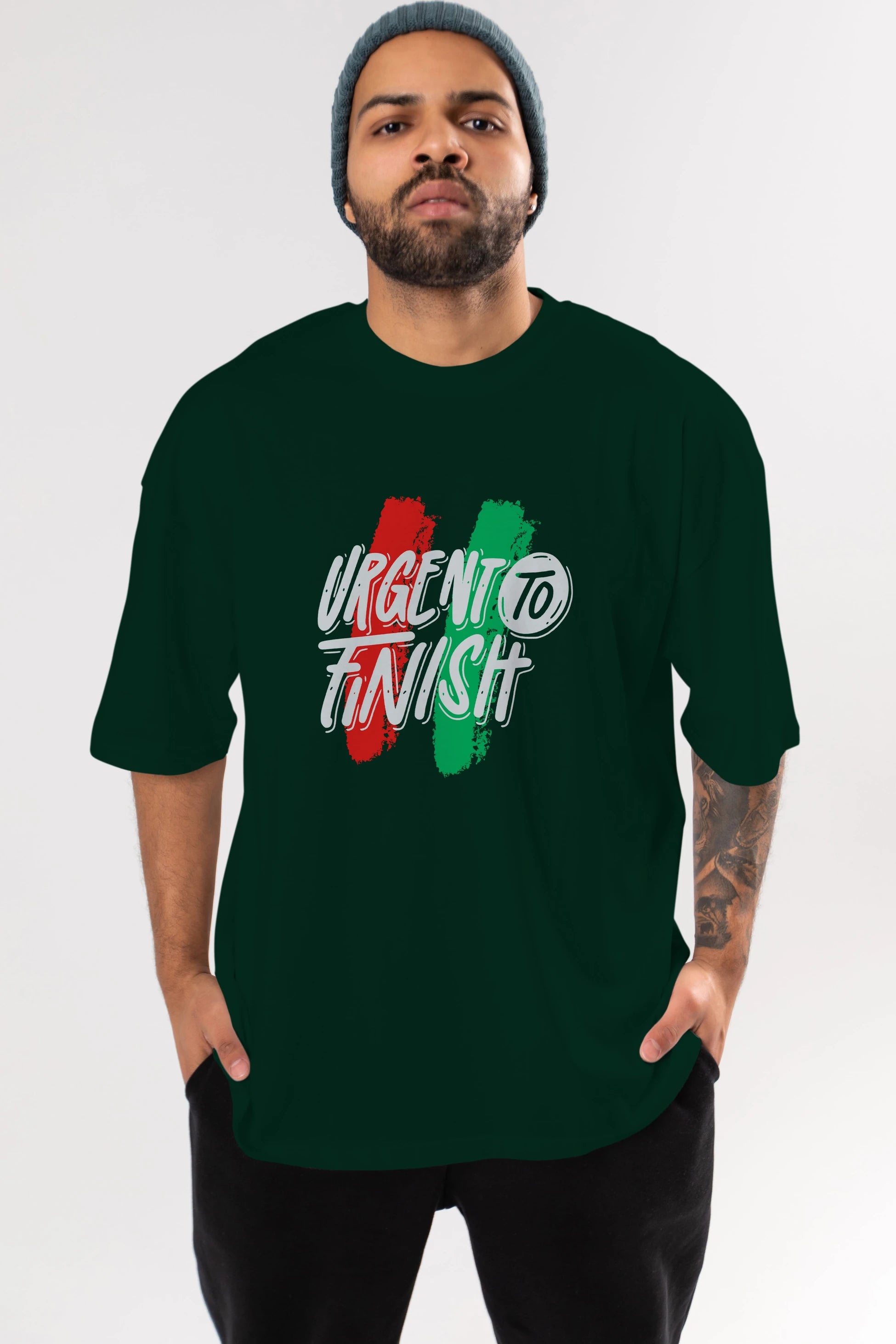 Urgent To Finish Ön Baskılı Oversize t-shirt Erkek Kadın Unisex