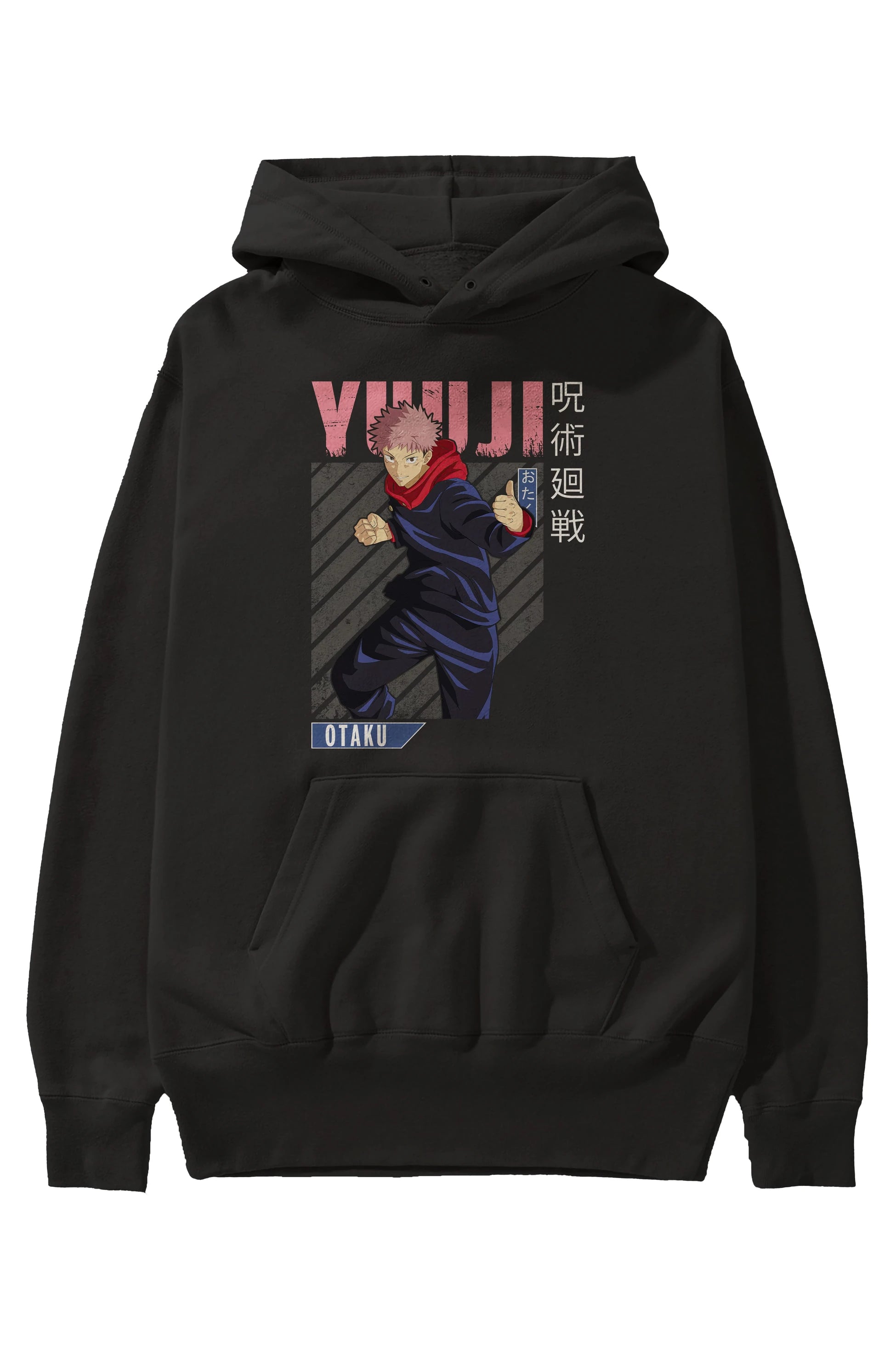 Yuuji Itadori Anime Ön Baskılı Hoodie Oversize Kapüşonlu Sweatshirt Erkek Kadın Unisex