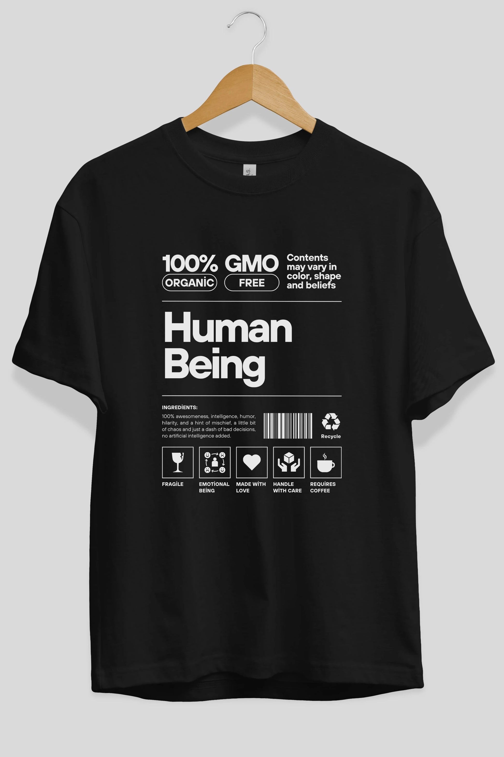 Human Being Ön Baskılı Oversize t-shirt Erkek Kadın Unisex