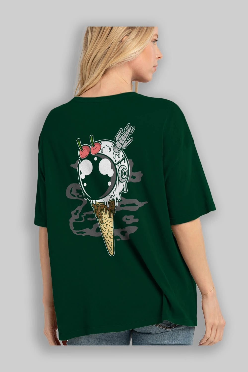 Astronaut Ice Cream Arka Baskılı Oversize t-shirt Erkek Kadın Unisex