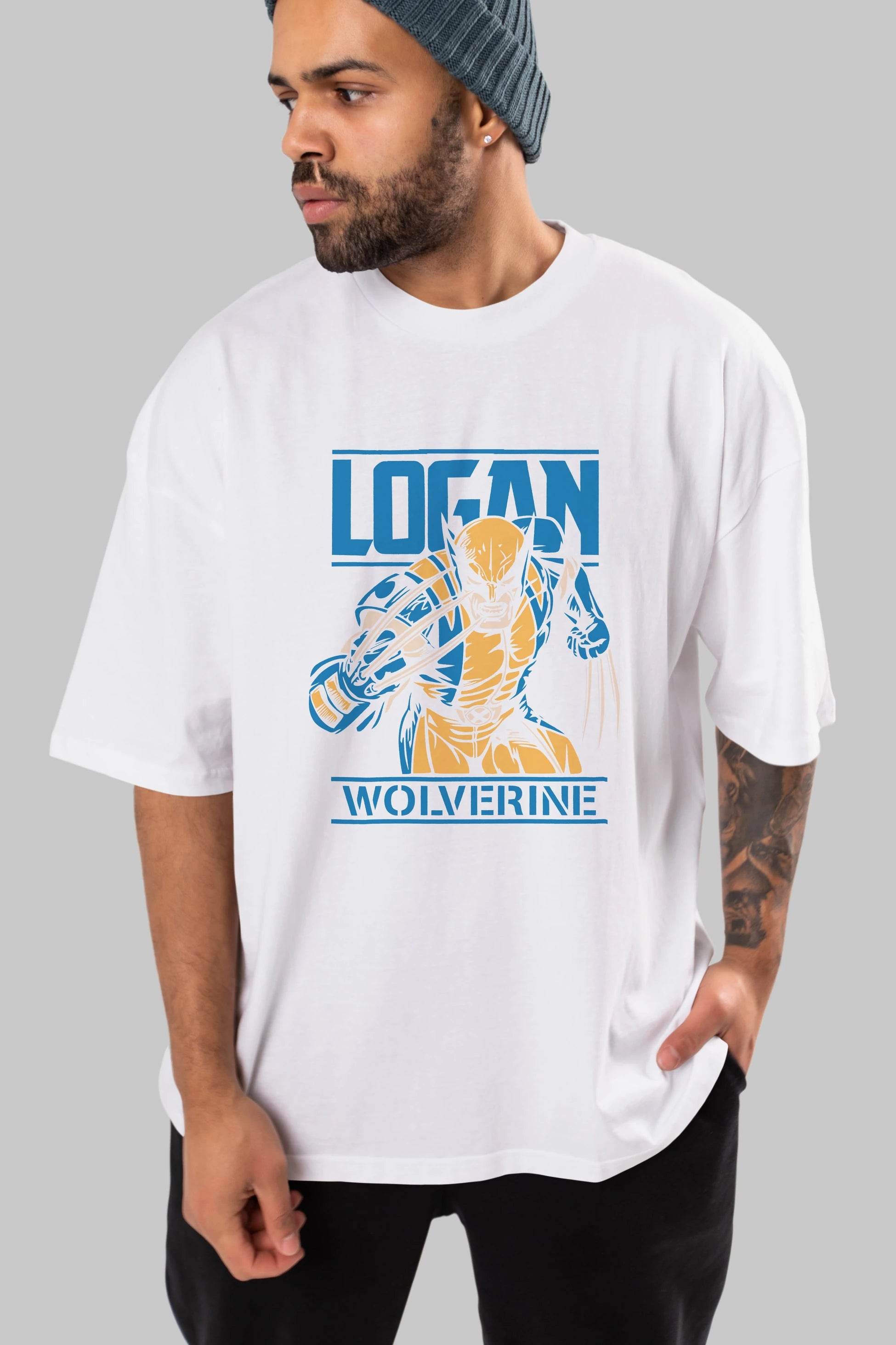 Wolverine Logan Ön Baskılı Oversize t-shirt Erkek Kadın Unisex %100 Pamuk Bisiklet Yaka tişort