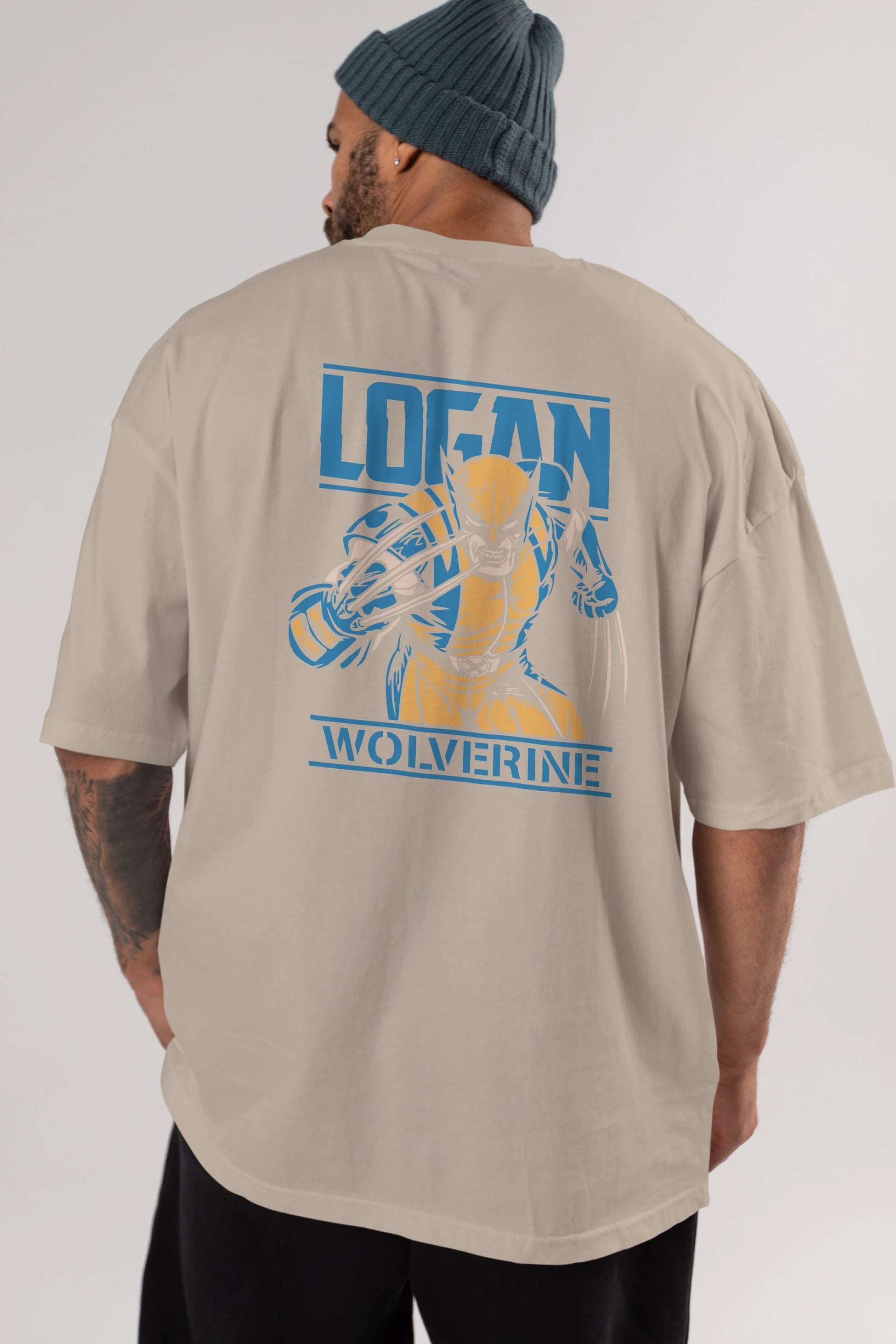 Wolverine Logan Arka Baskılı Oversize t-shirt Erkek Kadın Unisex %100 Pamuk Bisiklet Yaka tişort