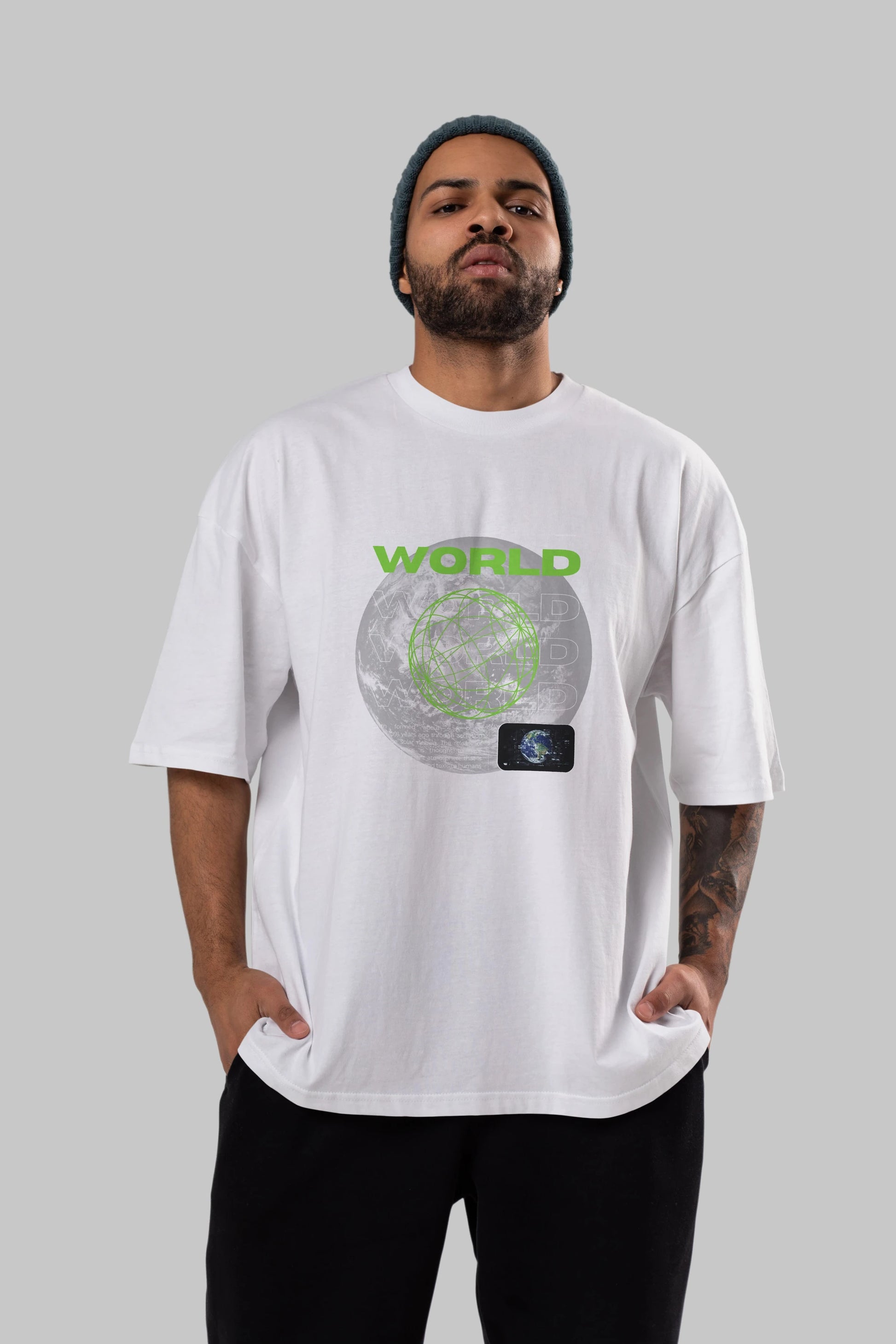 World Streetwear Ön Baskılı Oversize t-shirt Erkek Kadın Unisex