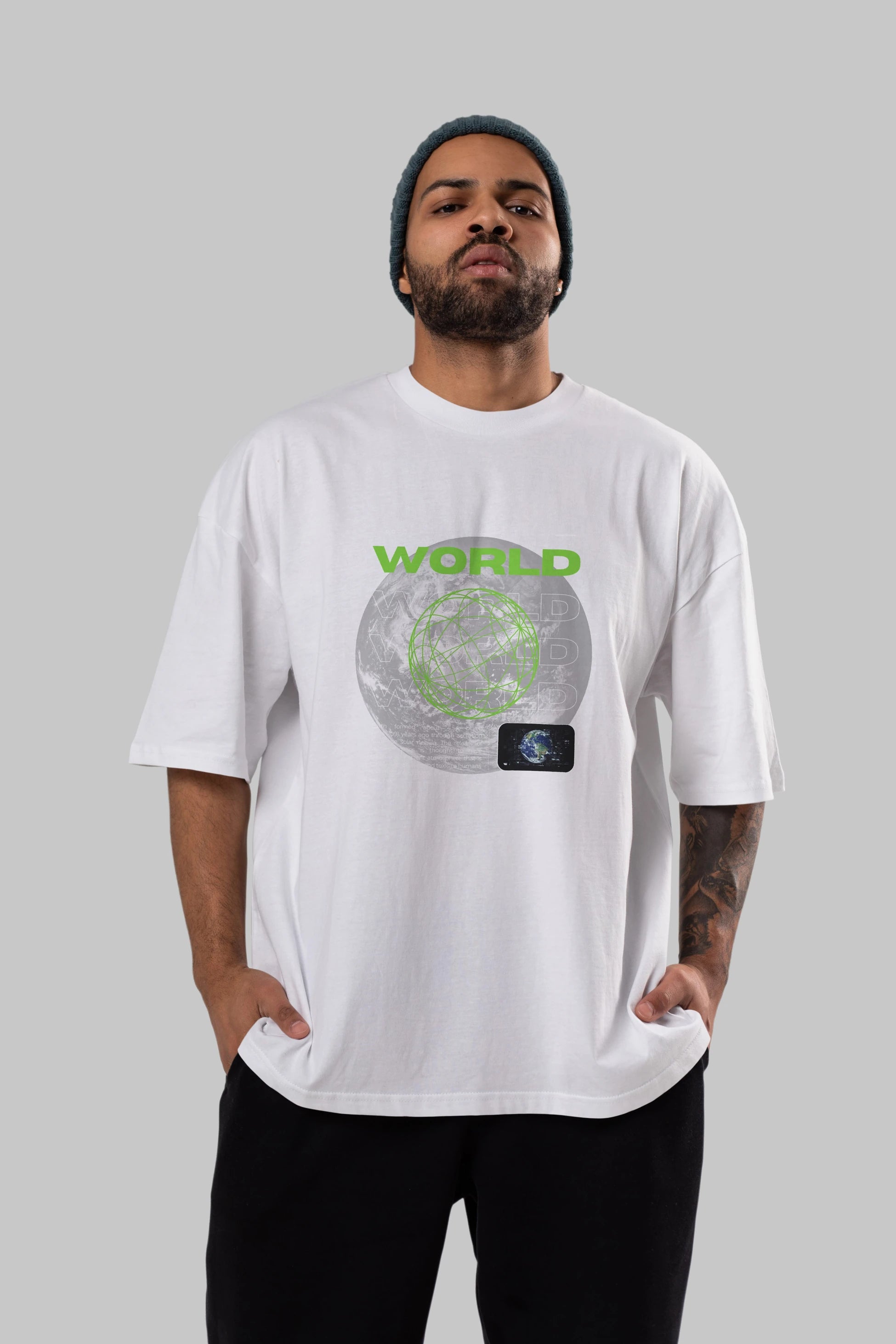 World Streetwear Ön Baskılı Oversize t-shirt Erkek Kadın Unisex