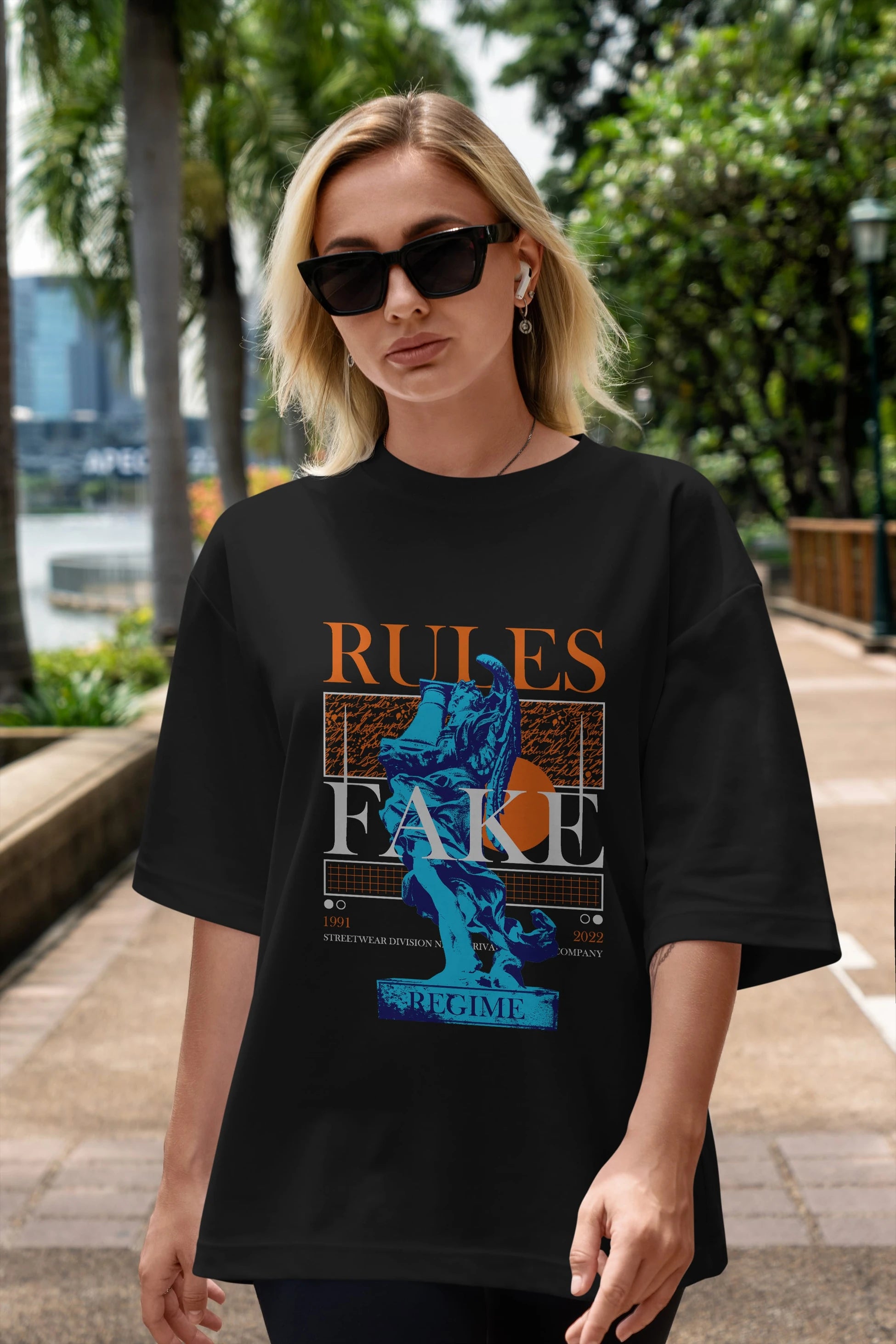 Rules Fake Ön Baskılı Oversize t-shirt Erkek Kadın Unisex