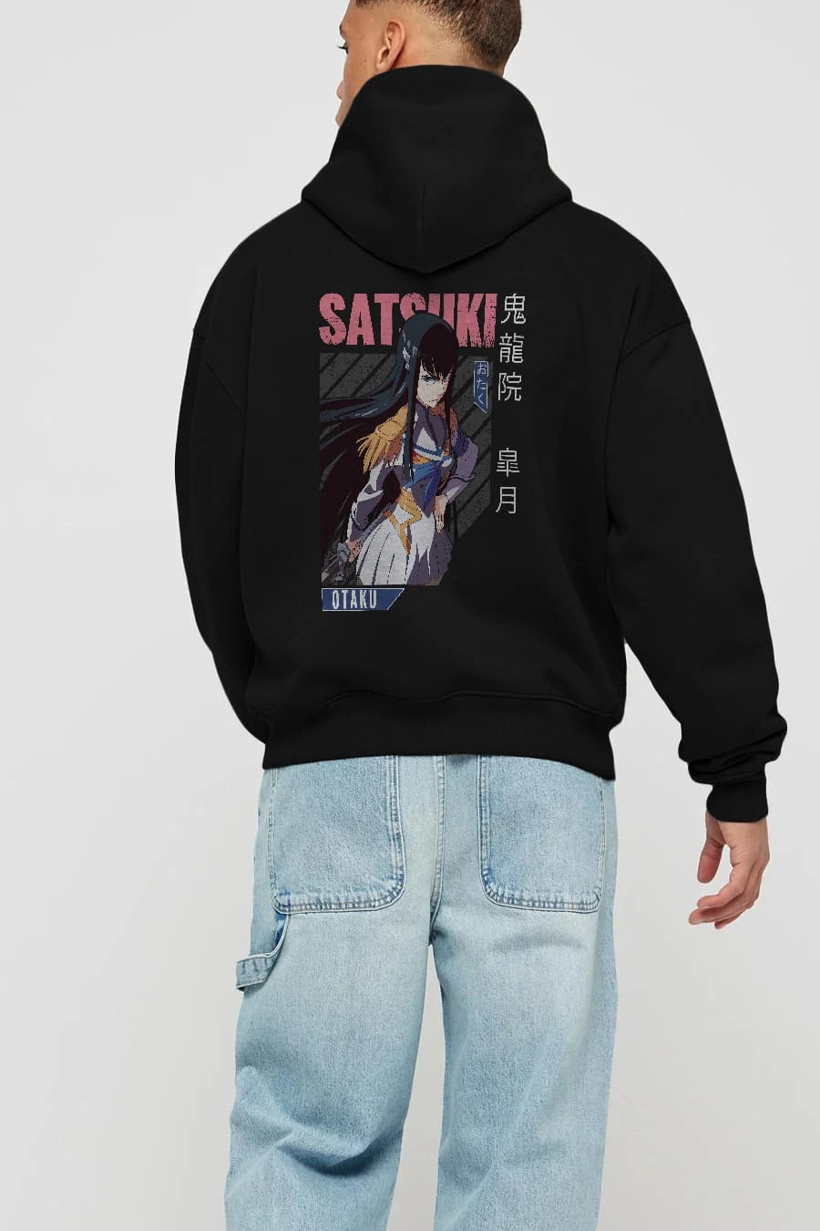 Satsuki Kiryuuin 8 Anime Arka Baskılı Hoodie Oversize Kapüşonlu Sweatshirt Erkek Kadın Unisex