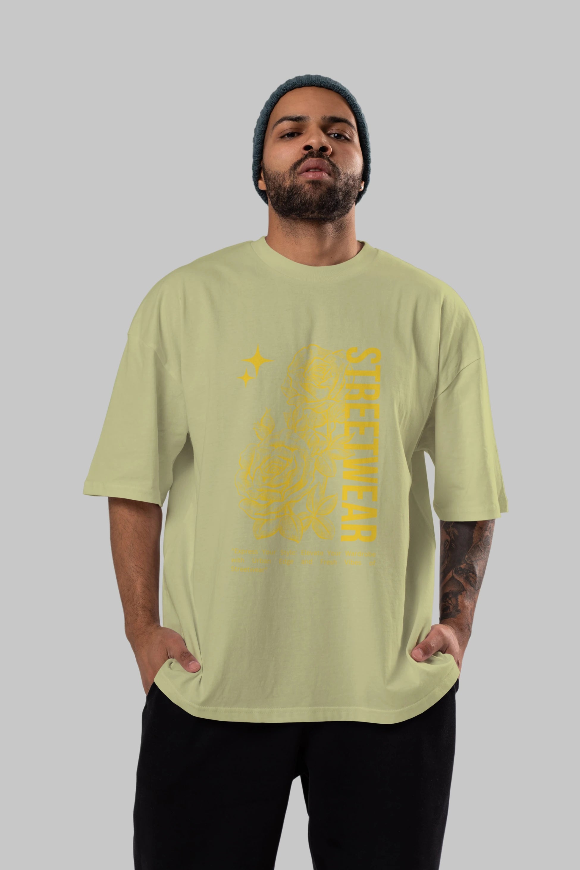 Minimalist Streetwear Ön Baskılı Oversize t-shirt Erkek Kadın Unisex