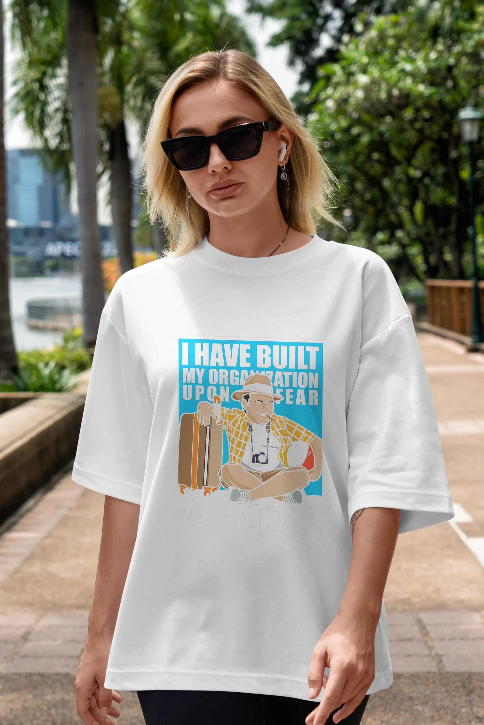 Al Capone Holiday Ön Baskılı Oversize t-shirt Erkek Kadın Unisex %100 Pamuk tişort