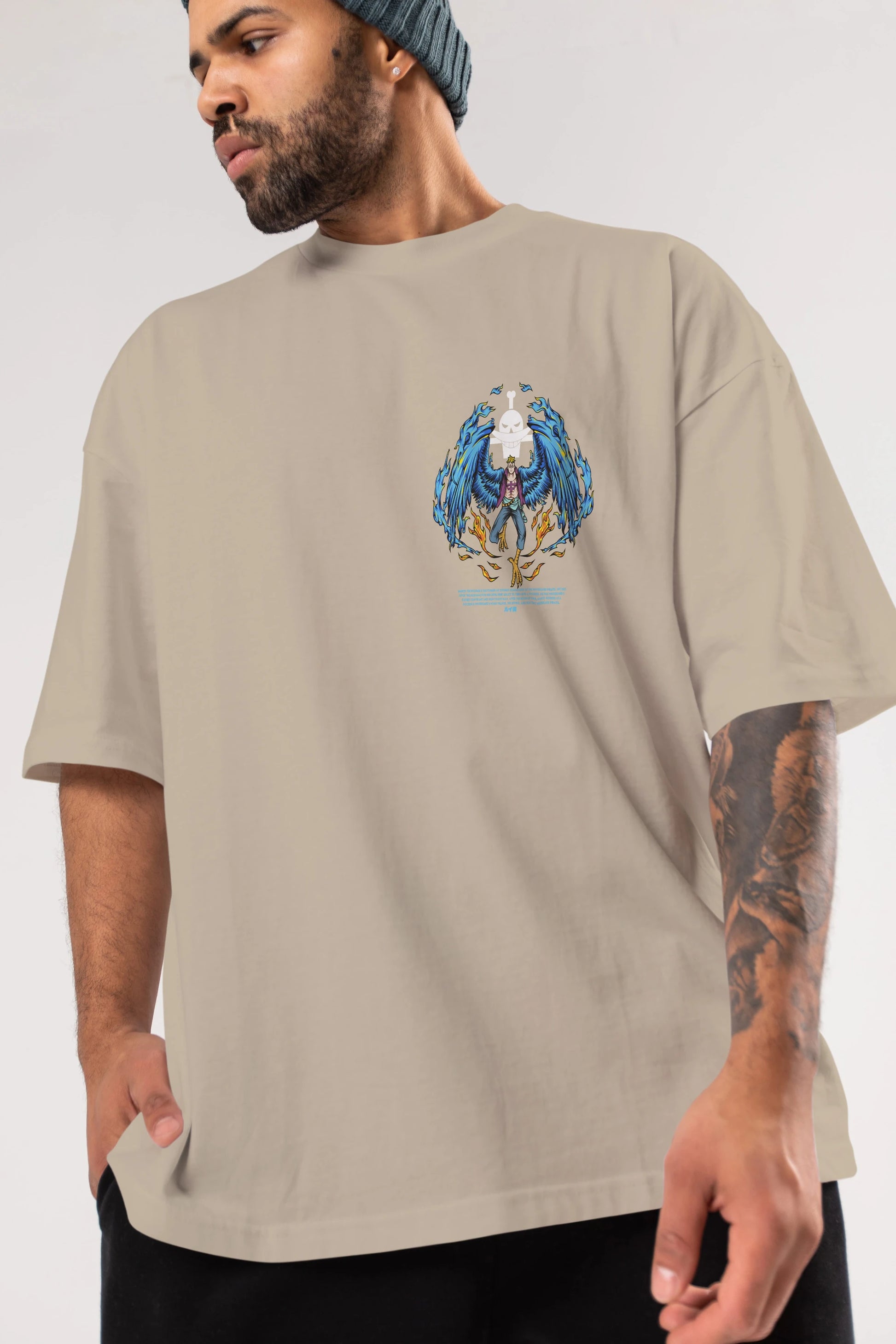 Marco Ön Sol Baskılı Oversize t-shirt Erkek Kadın Unisex %100 Pamuk Bisiklet Yaka tişort