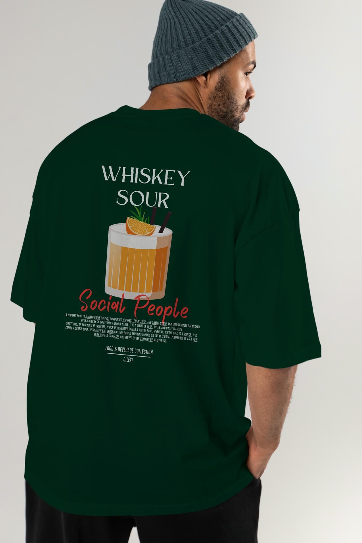 Whıskey Sour Kokteyl Serisi Baskılı Oversize t-shirt Erkek Kadın Unisex %100 Pamuk Bisiklet Yaka tişort