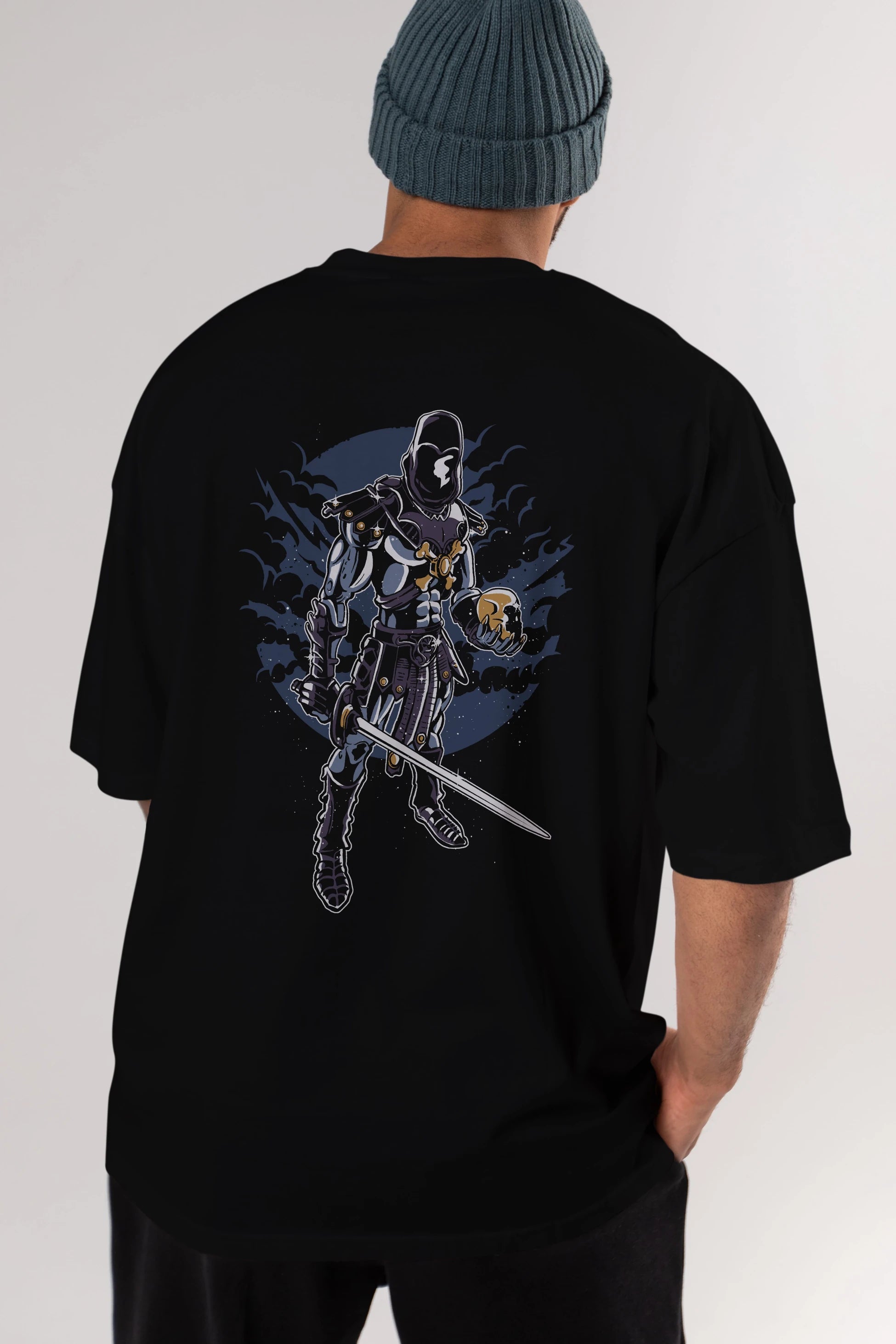 Skeleton King Arka Baskılı Oversize t-shirt Erkek Kadın Unisex %100 Pamuk