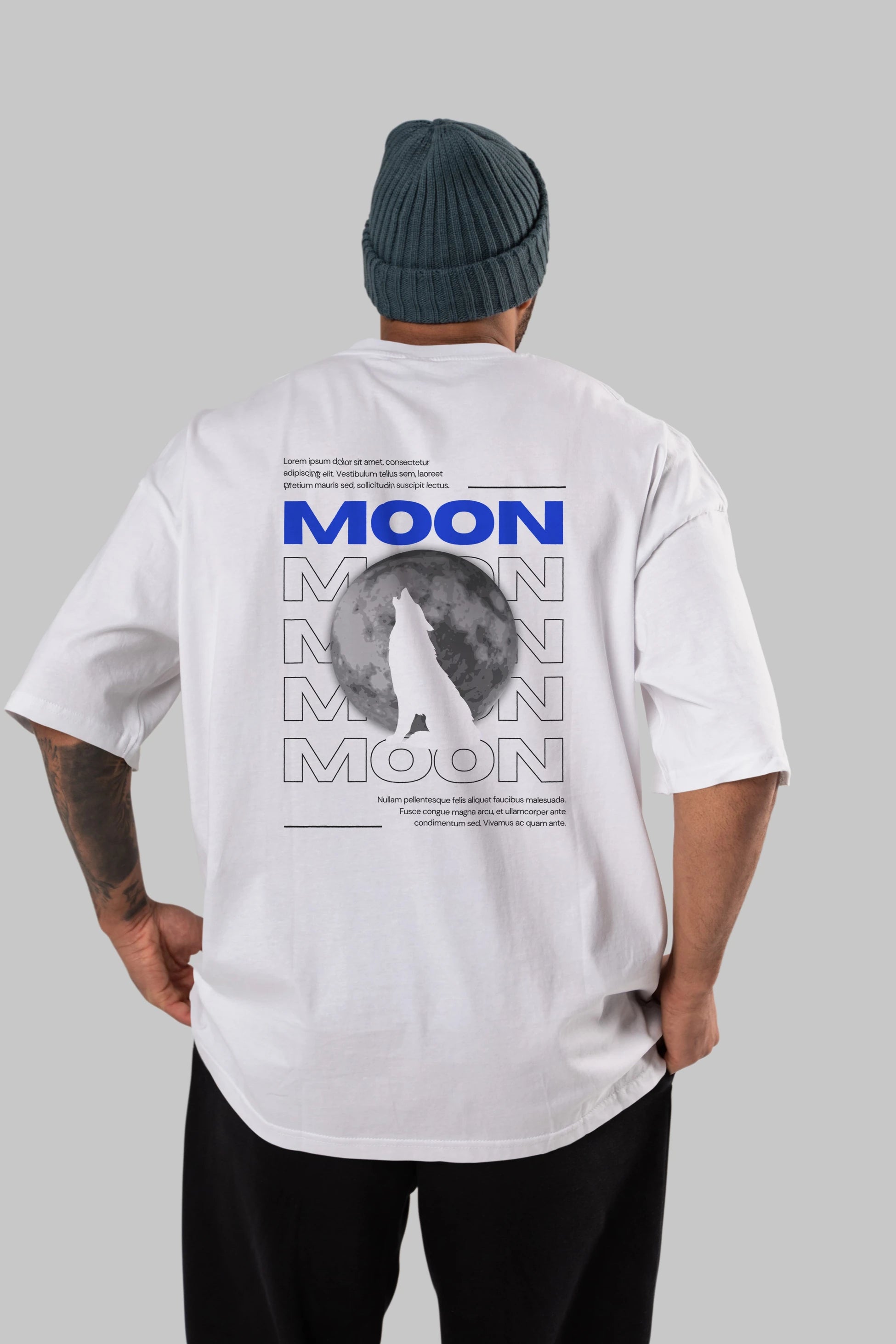 Moon Arka Baskılı Oversize t-shirt Erkek Kadın Unisex